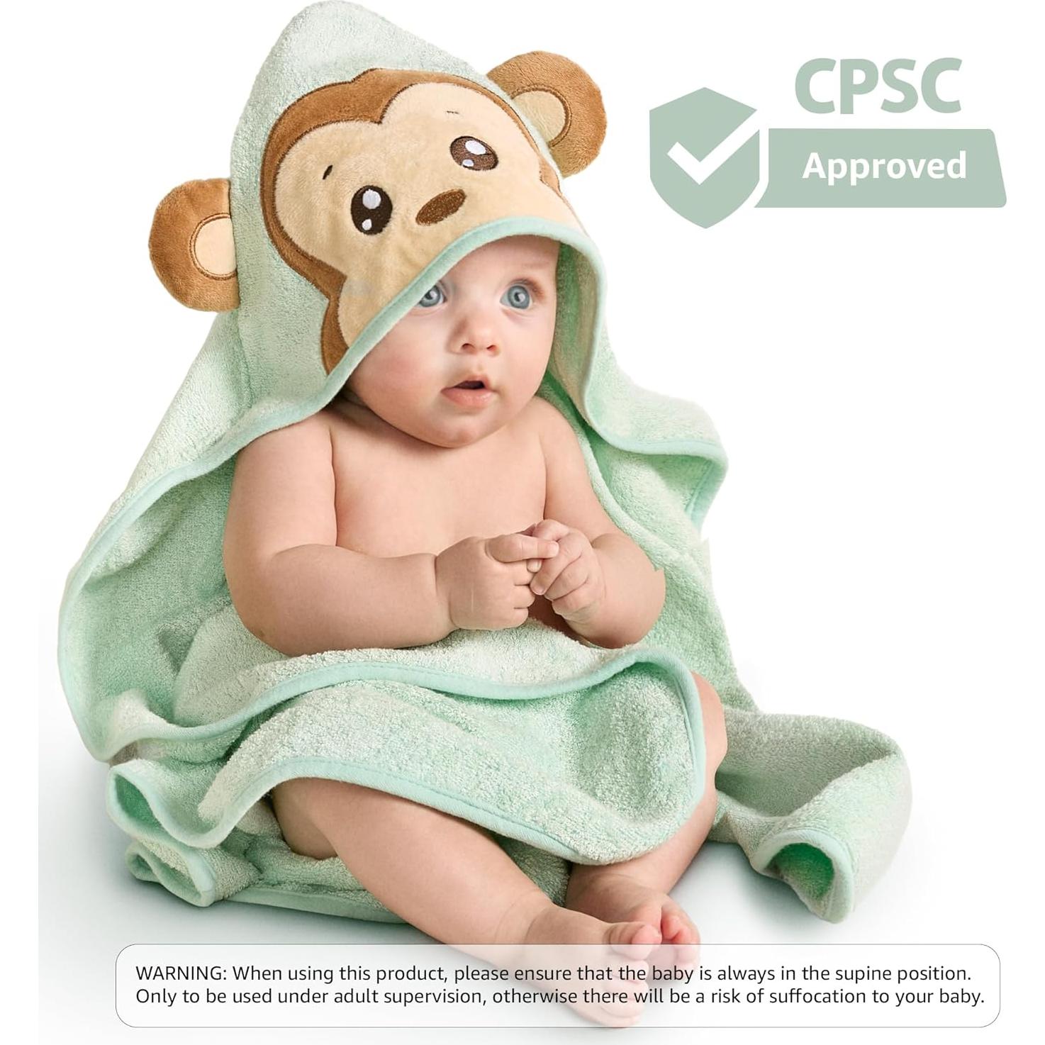 Toalla de Baño para Bebés MONKY BOO Verde Menta 90x90 cm