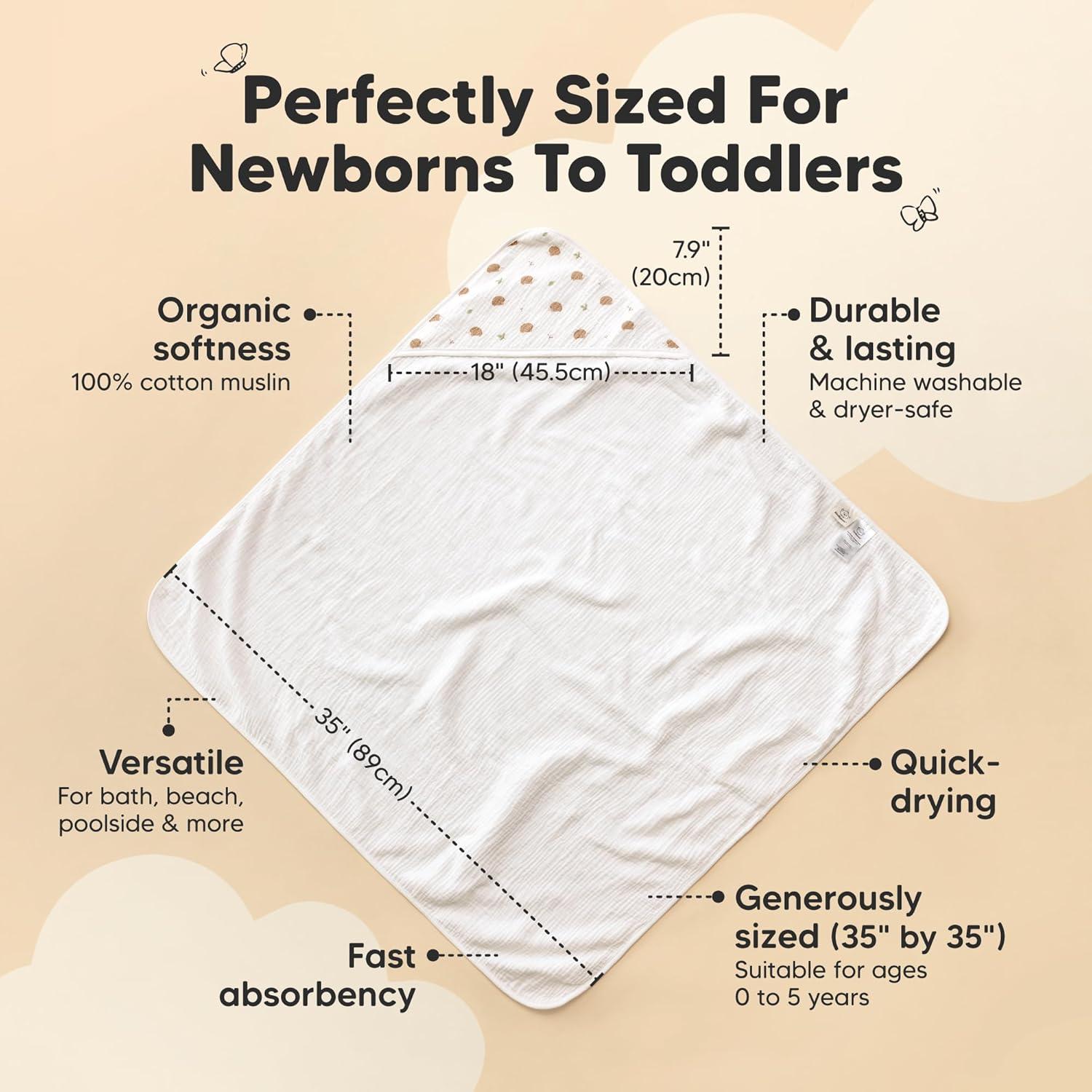 Toallas de Baño con Capucha KeaBabies Lyra Algodón Orgánico 88.9 cm