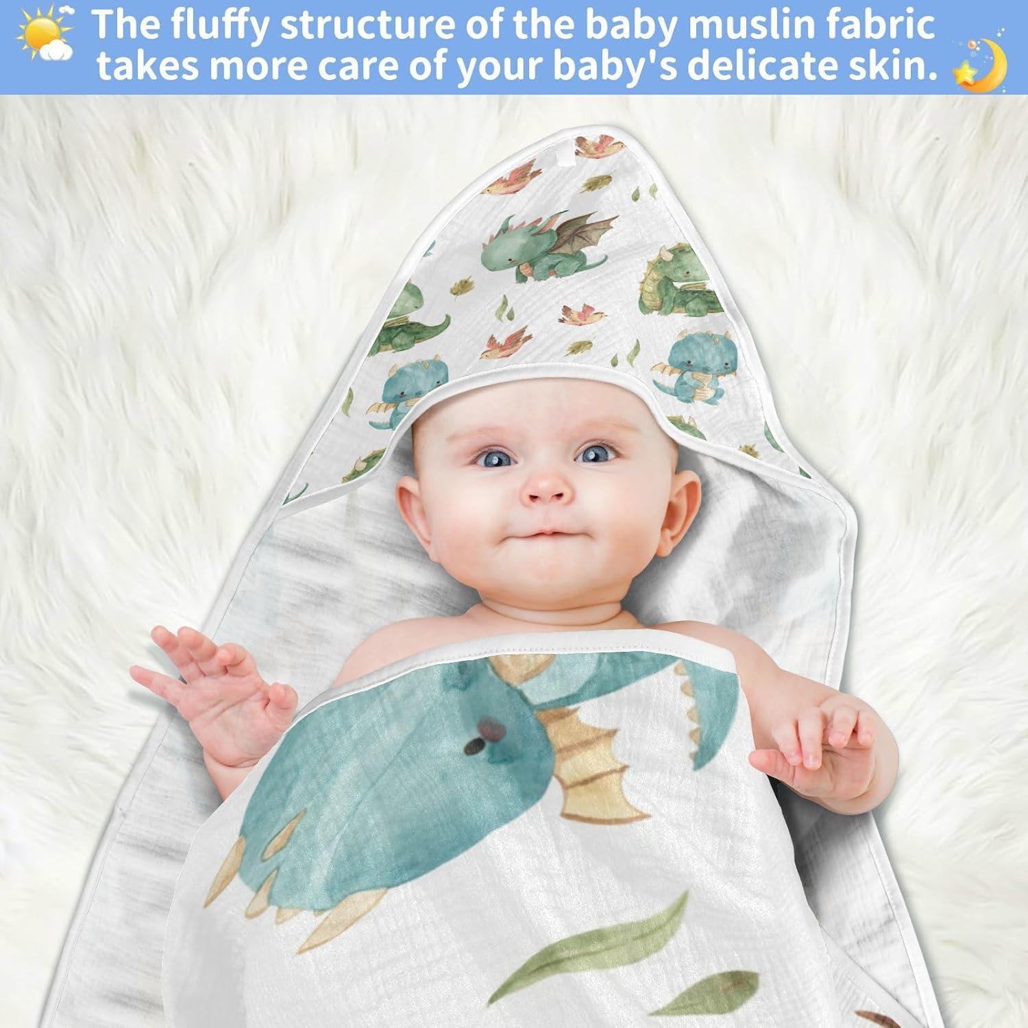 Toalla de Baño con Capucha Dragón Kigai 89x89 cm Algodón Suave