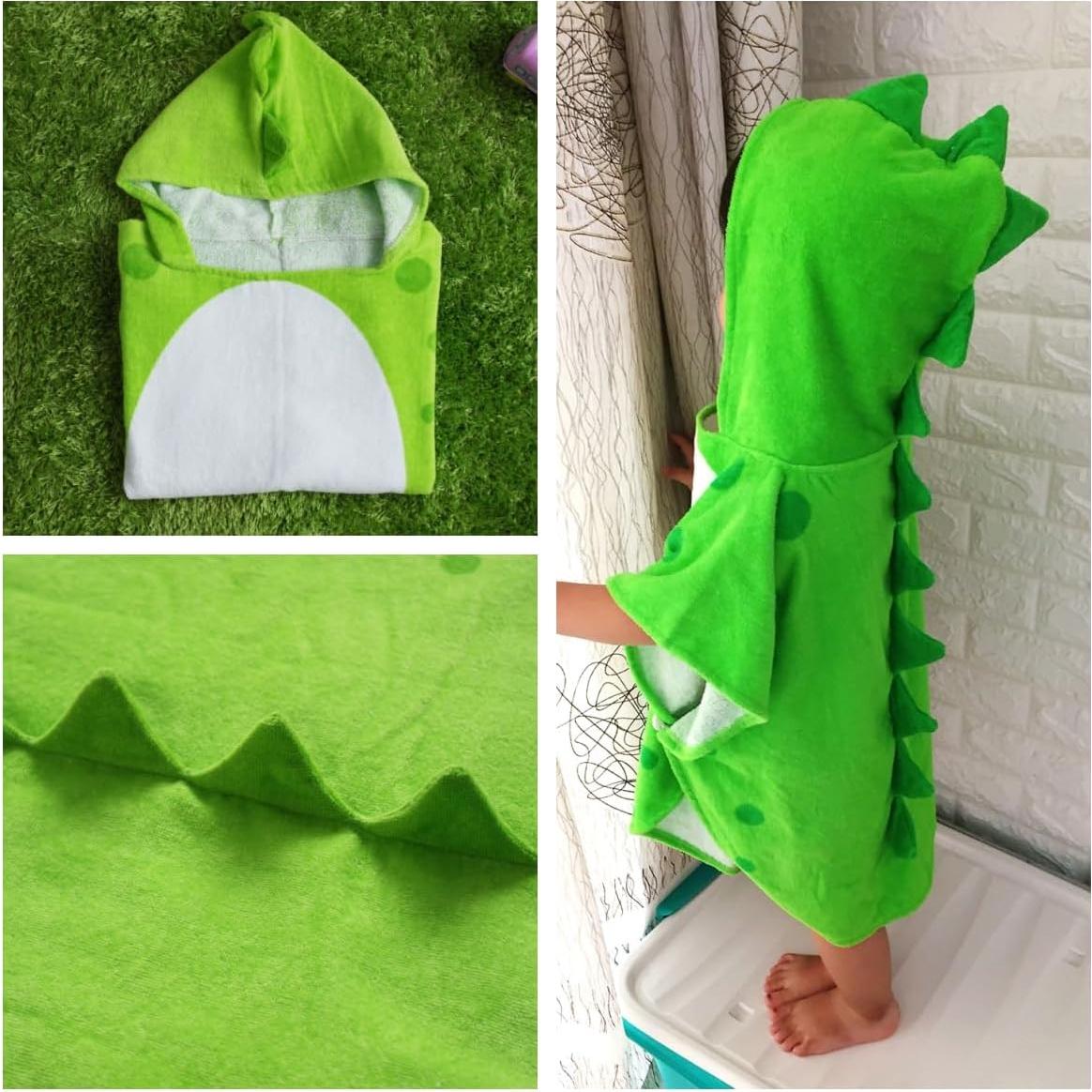 Bata de Baño con Capucha Dinosaurio Verde Kreomitxt 0-4A