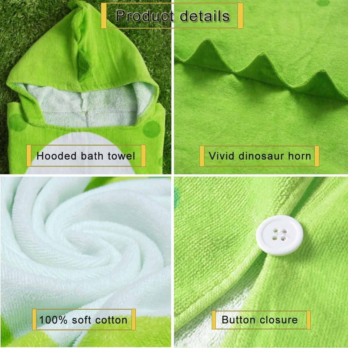 Bata de Baño con Capucha Dinosaurio Verde Kreomitxt 0-4A