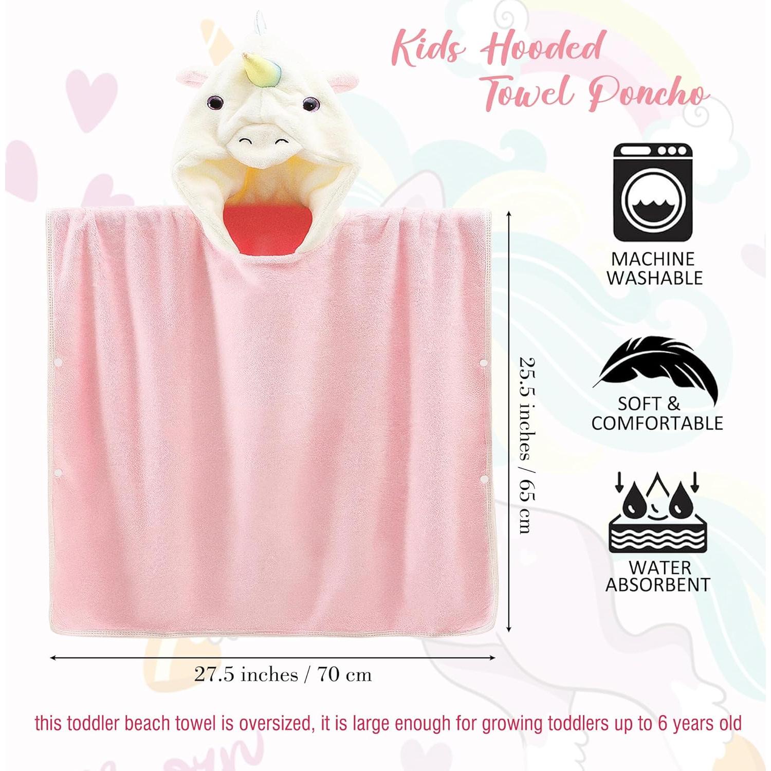 Poncho de Toalla con Capucha Unicornio Rosa ARNUAETY 130x70cm