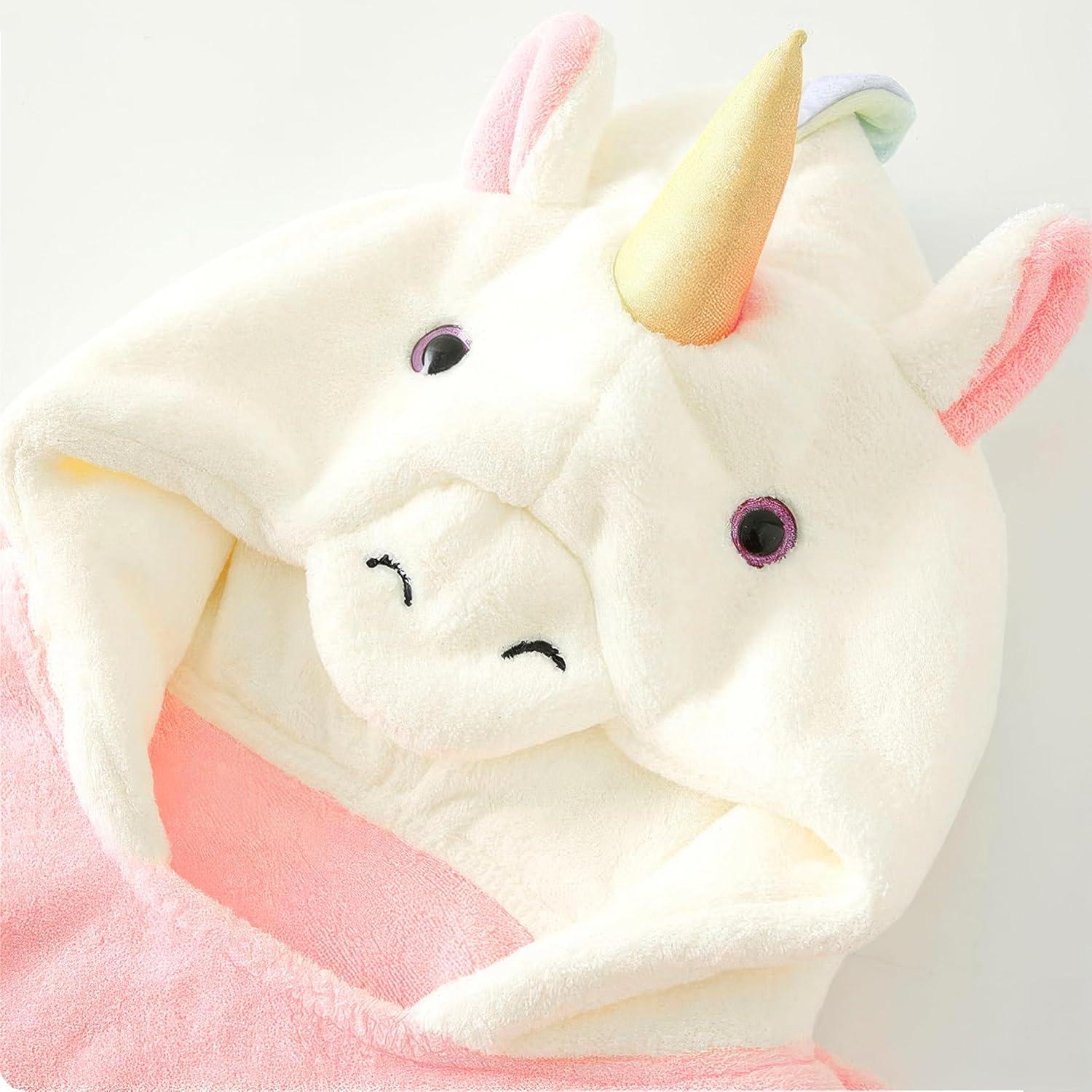 Poncho de Toalla con Capucha Unicornio Rosa ARNUAETY 130x70cm