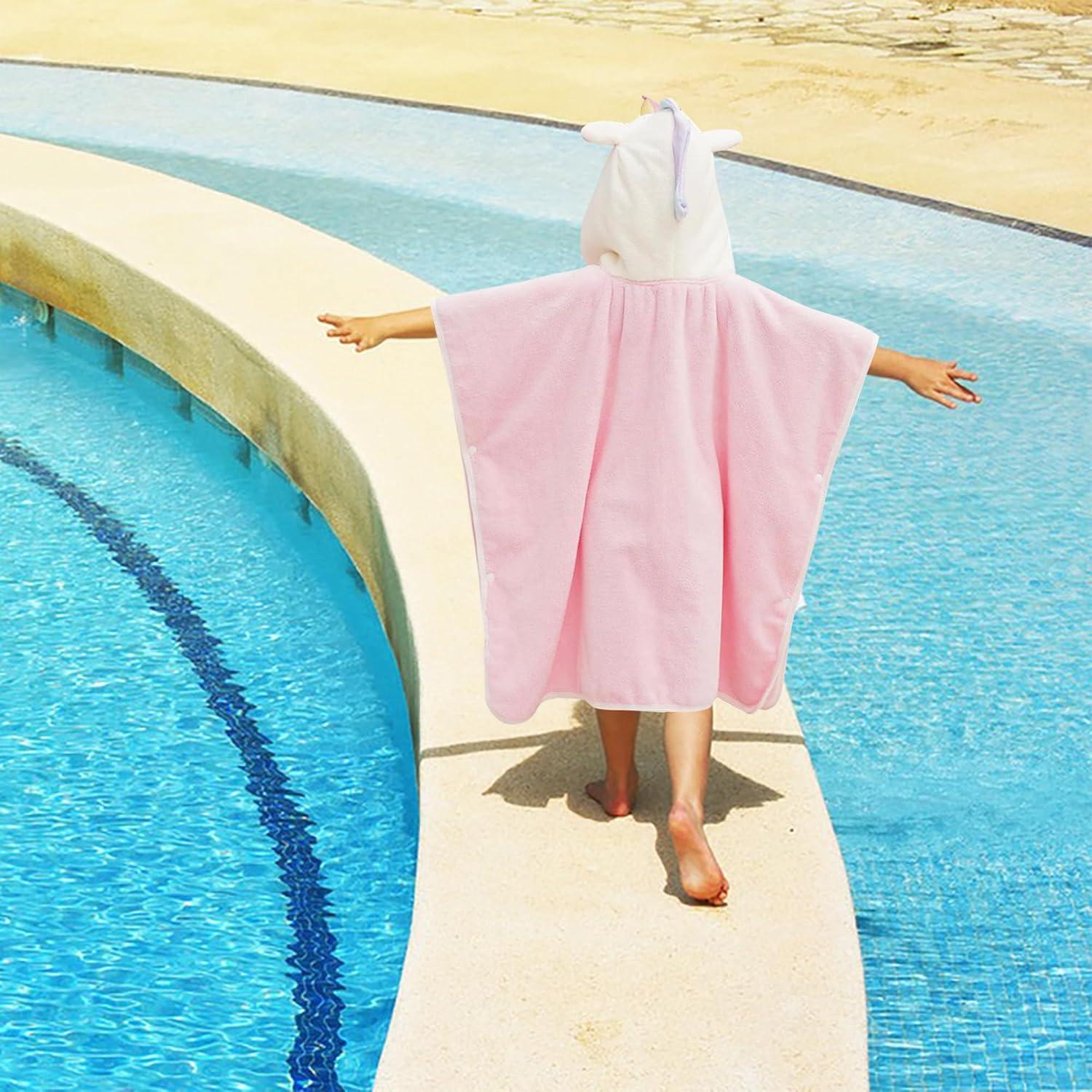 Poncho de Toalla con Capucha Unicornio Rosa ARNUAETY 130x70cm