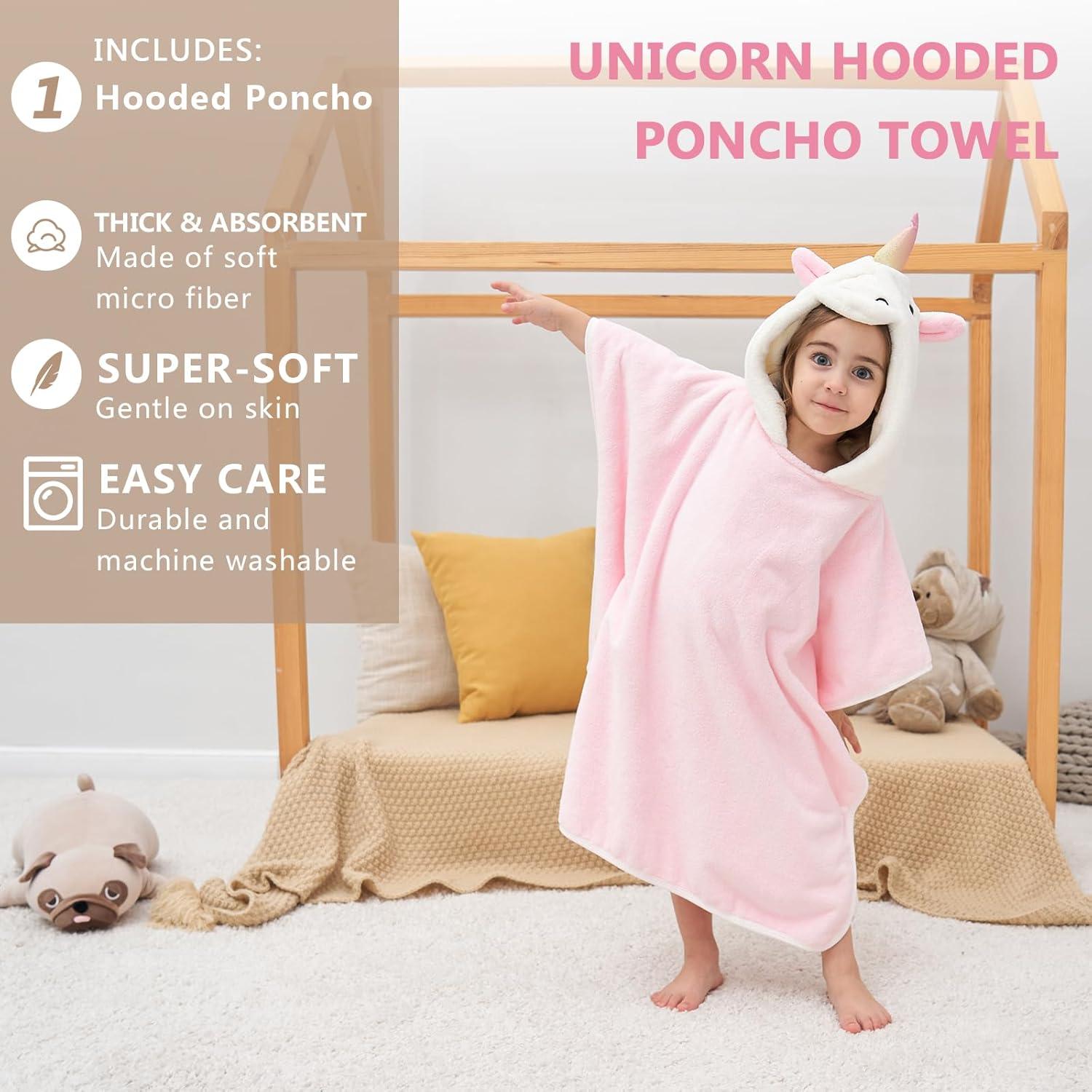 Toalla con Capucha 3D Unicornio PINNKKU 71x140 cm Rosa