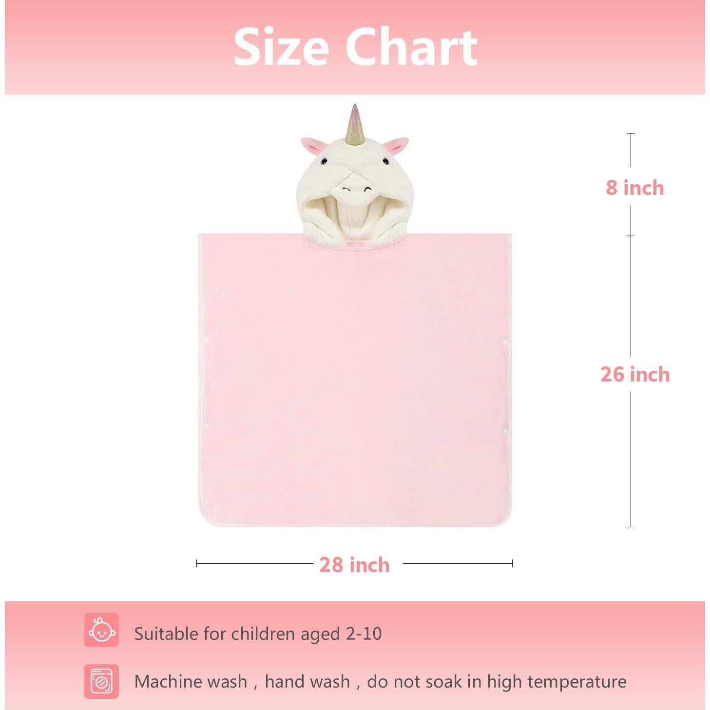 Toalla con Capucha 3D Unicornio PINNKKU 71x140 cm Rosa