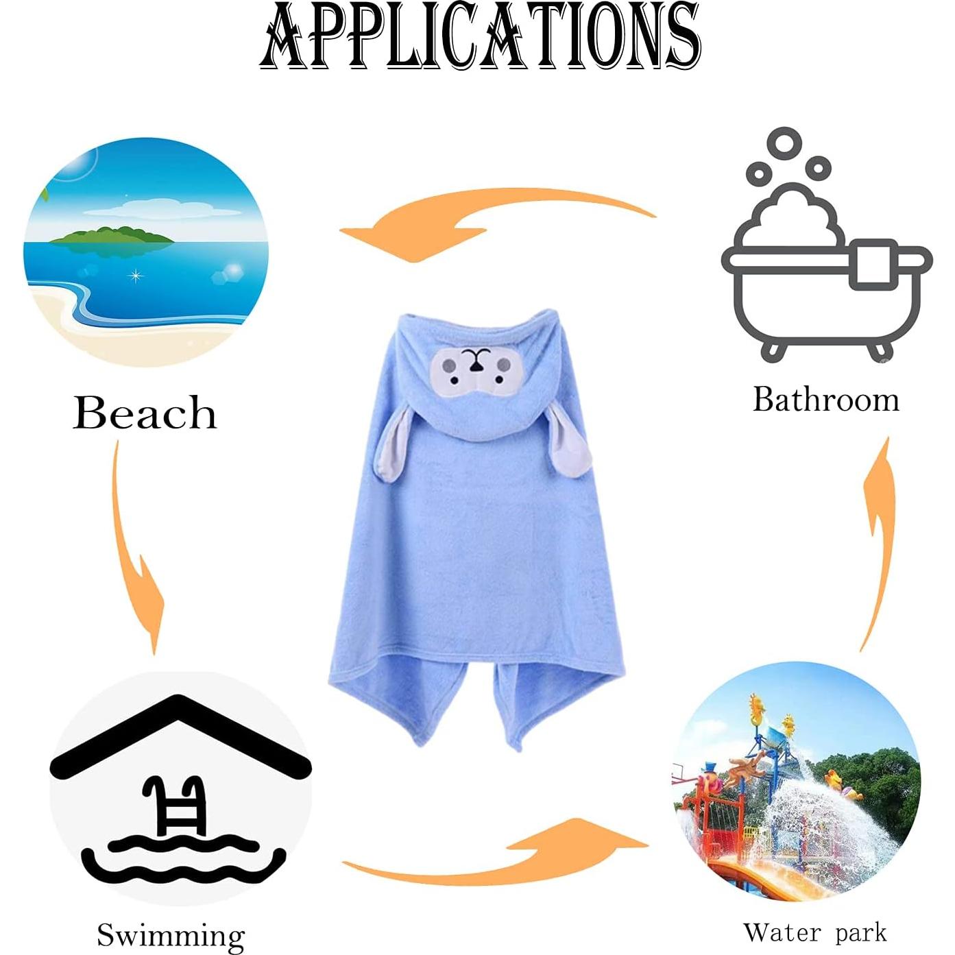 Toalla de Baño con Capucha Premium CLOHO Azul 70x140cm