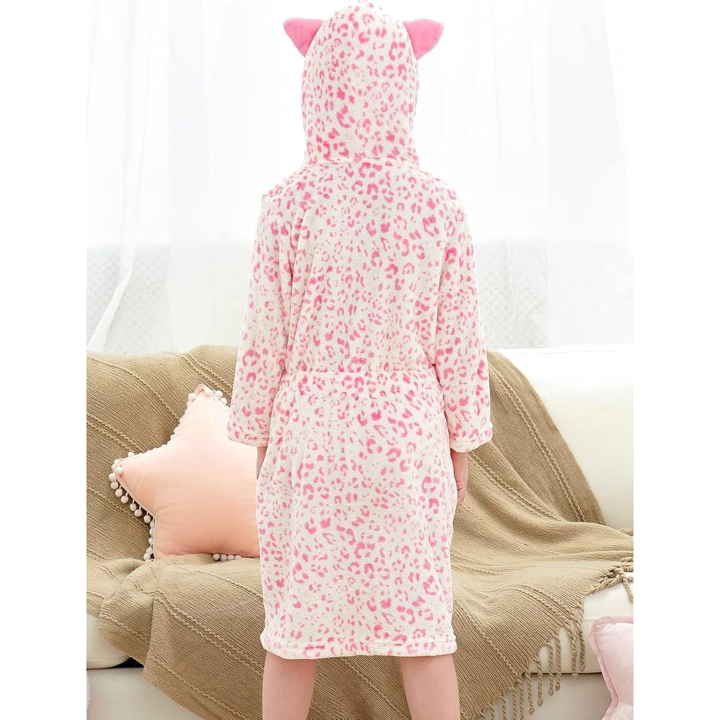 Bata de baño con capucha unicornio para niñas 4-5T