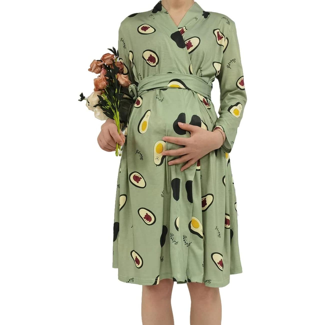 Conjunto de Bata de Maternidad SUFEINI con Manta y Diadema