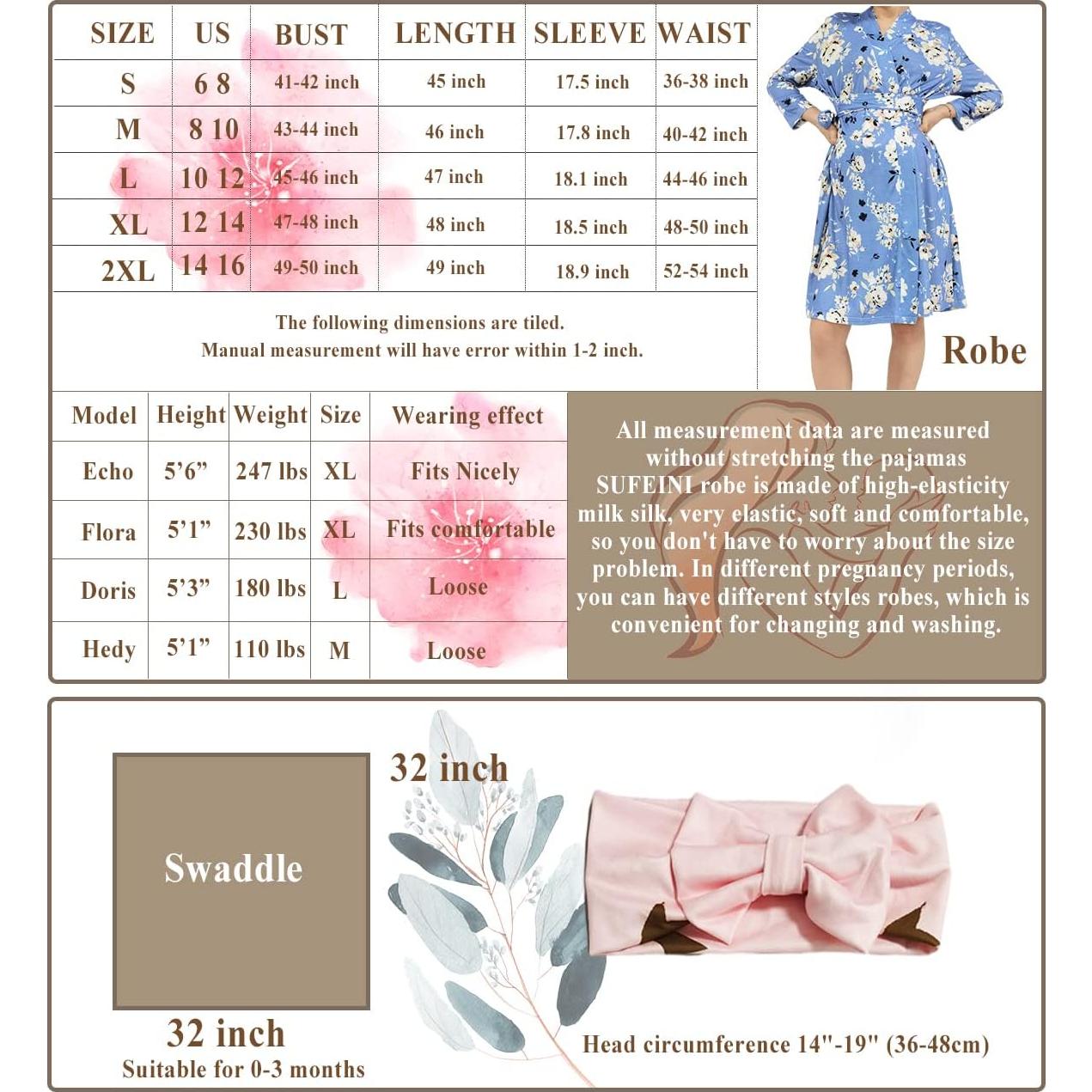 Conjunto de Bata de Maternidad SUFEINI con Manta y Diadema