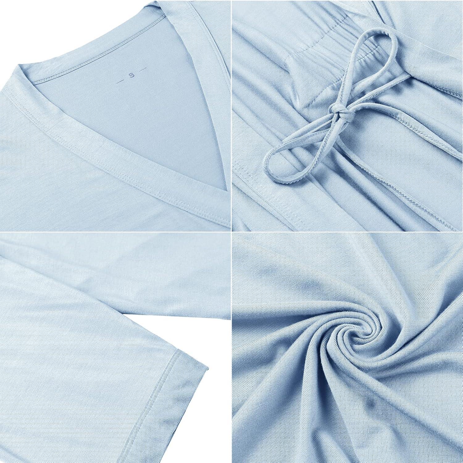 Bata Corta de Seda para Mujeres Samring - Azul Claro