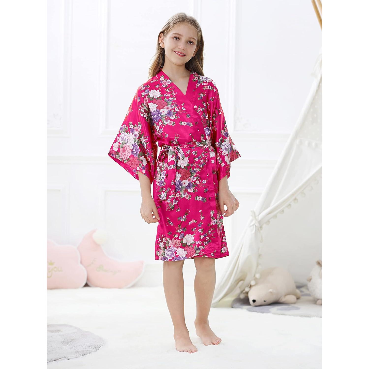 Bata de Kimono para Niña Rosa Floral 100% Poliéster