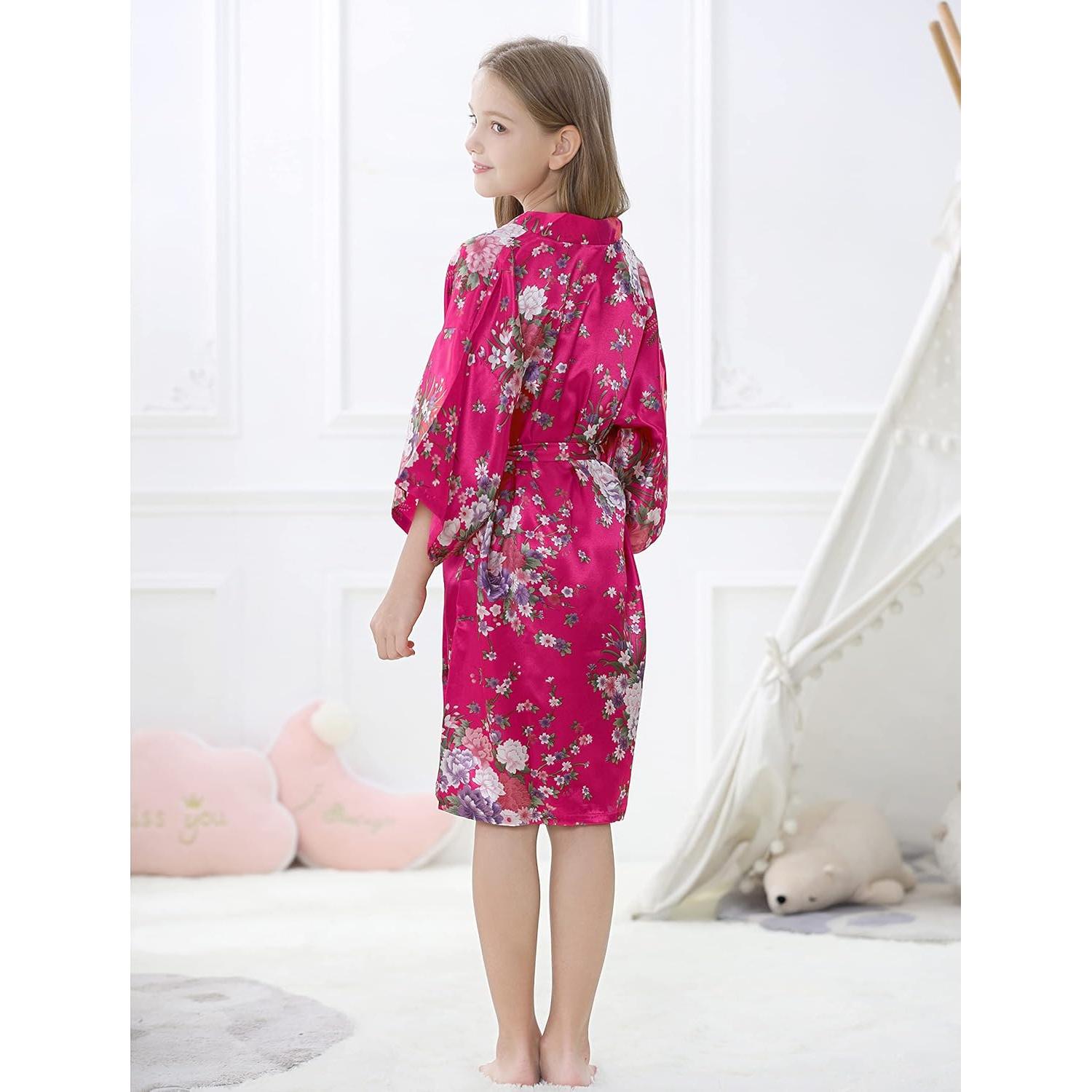Bata de Kimono para Niña Rosa Floral 100% Poliéster