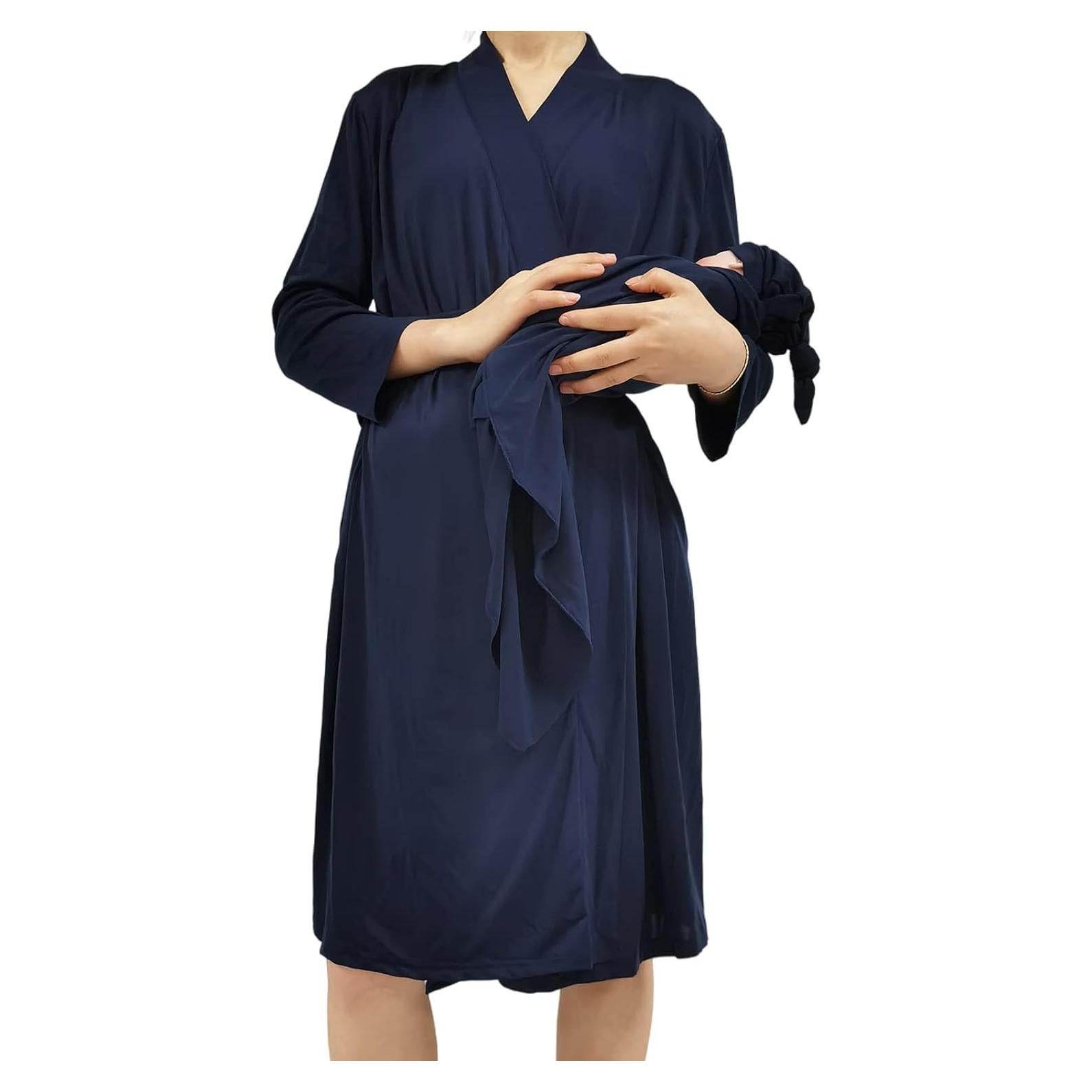 Bata de Maternidad QTECLOR con Manta y Diadema para Mamá