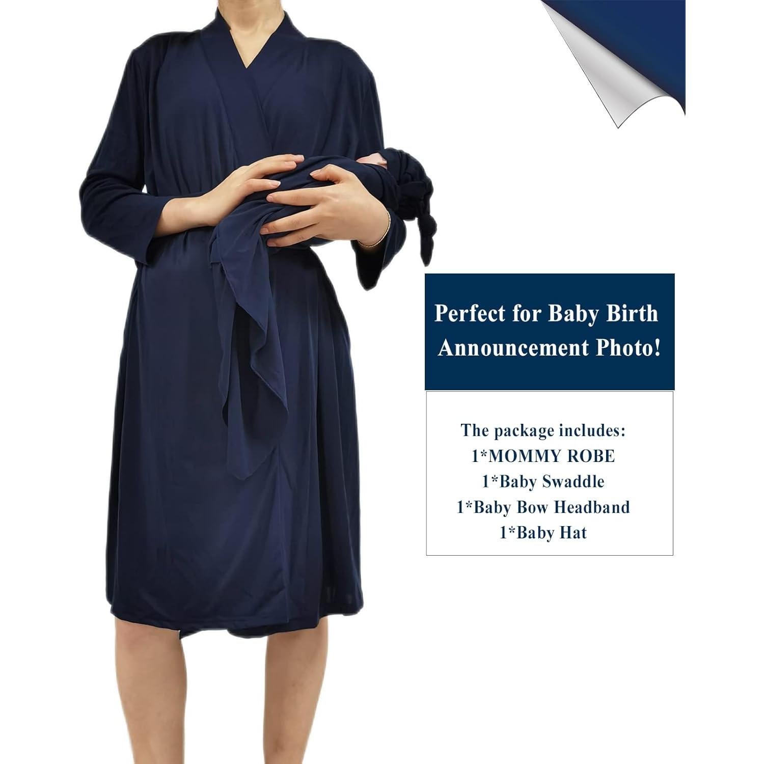 Bata de Maternidad QTECLOR con Manta y Diadema para Mamá