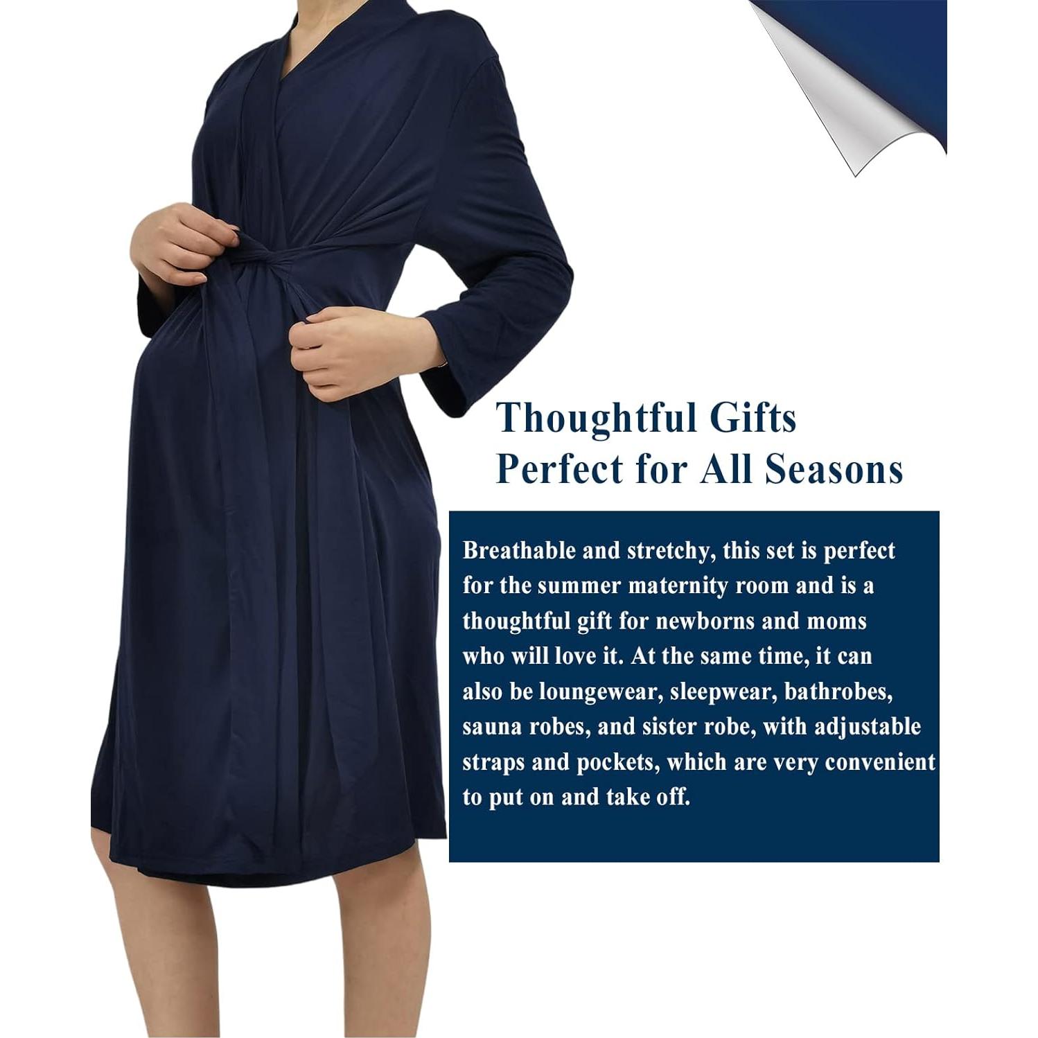 Bata de Maternidad QTECLOR con Manta y Diadema para Mamá