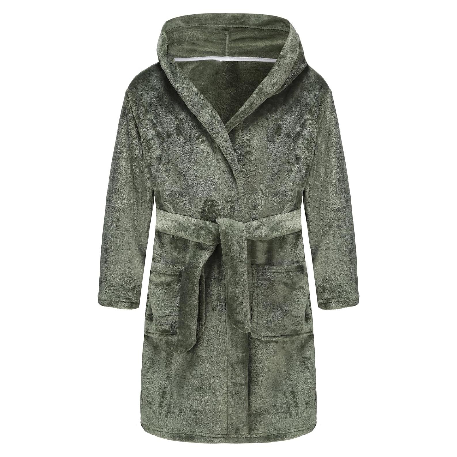 Bata de Baño Fleece para Niños E.W Apparel 5-6 Años Verde Oliva