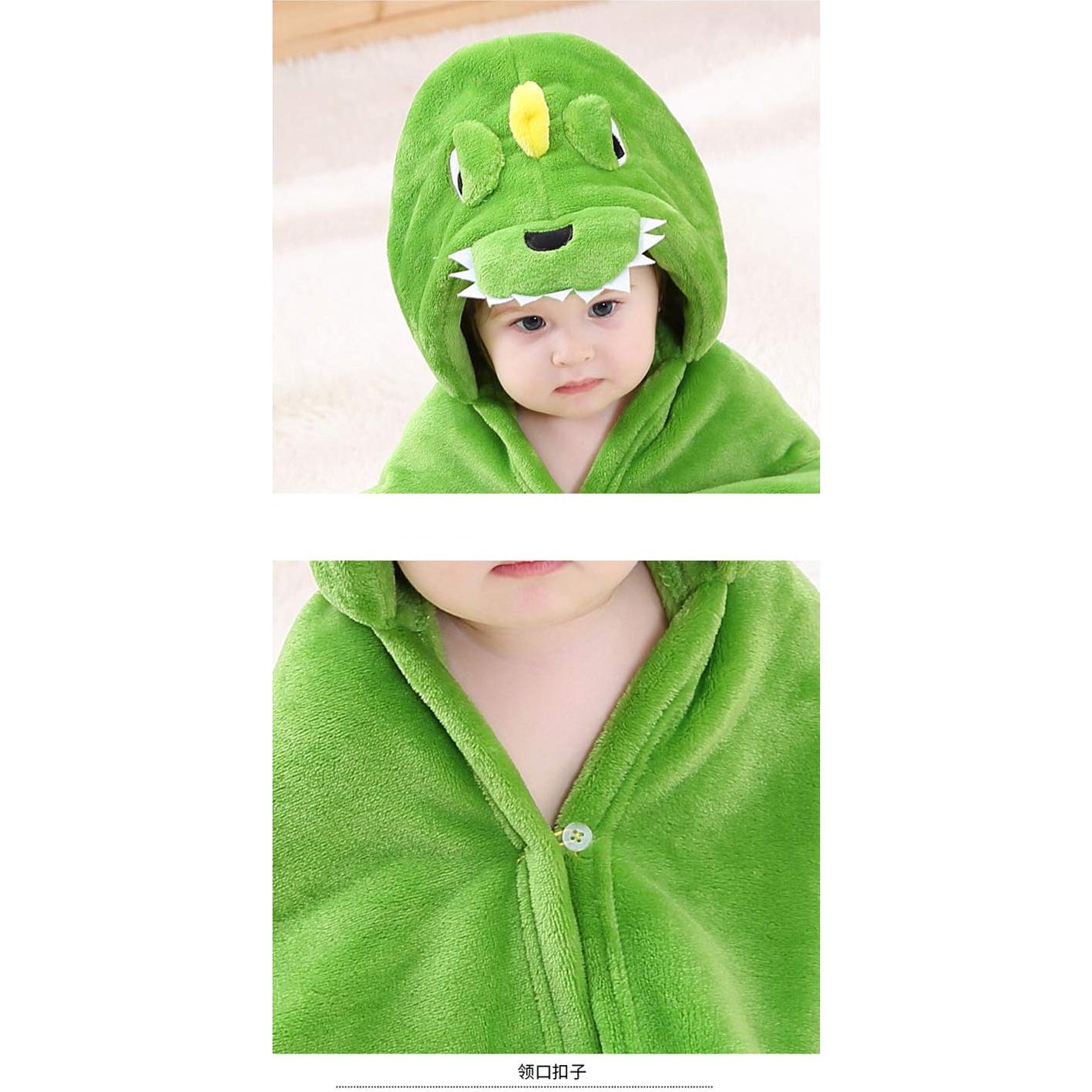 Bata de Baño con Capucha TONWHAR para Bebés 0-4 Años - Dinosaurio Verde