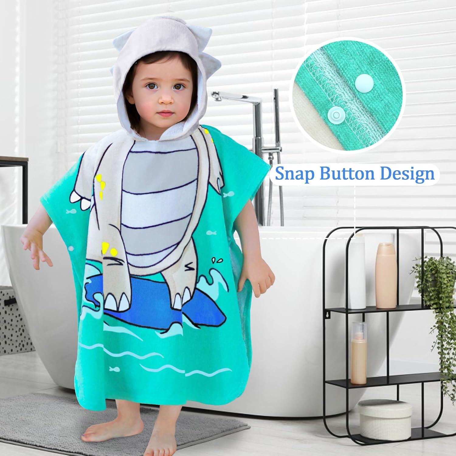 Toalla Poncho con Capucha VOOVA & MOVAS 56x56cm Dino 100% Algodón