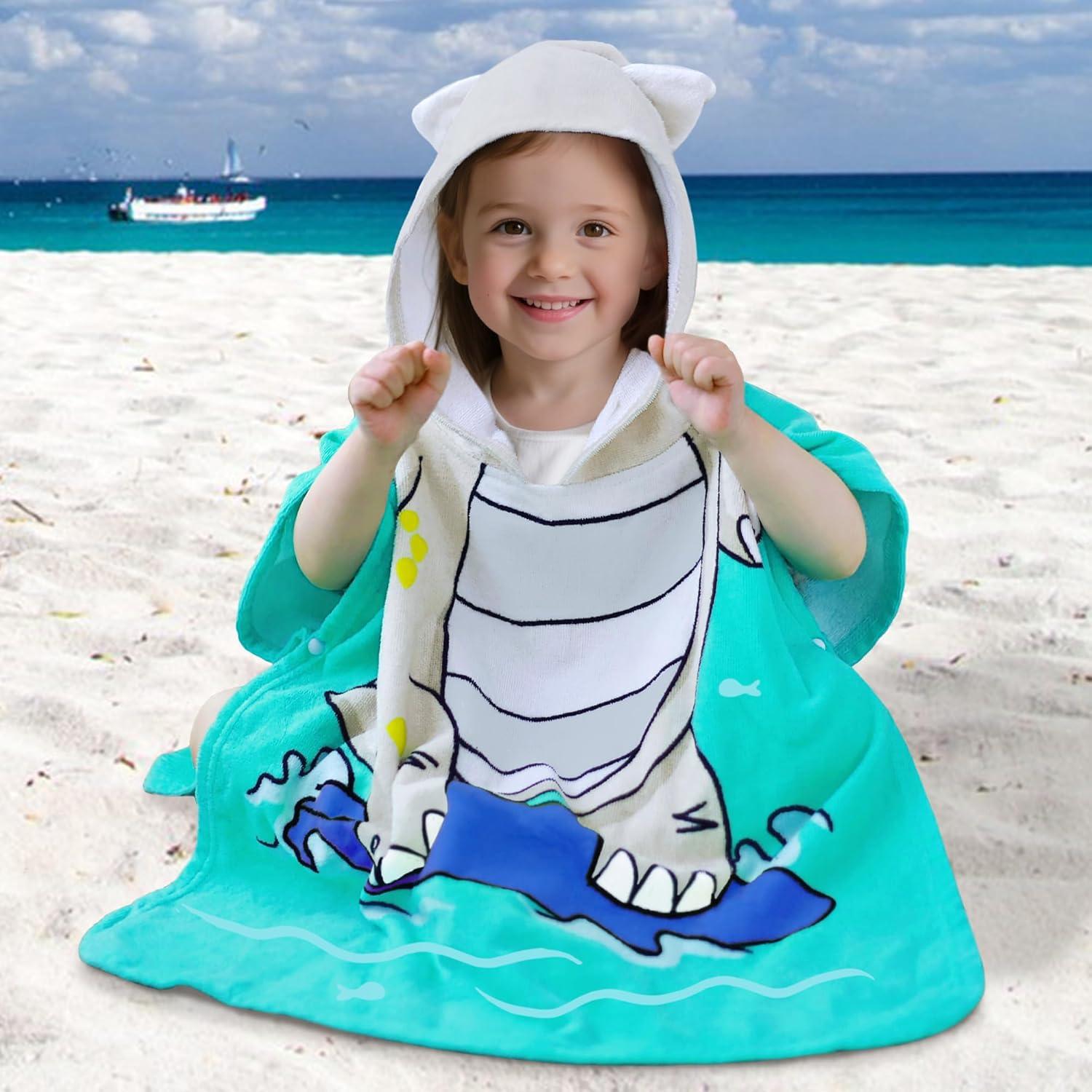 Toalla Poncho con Capucha VOOVA & MOVAS 56x56cm Dino 100% Algodón