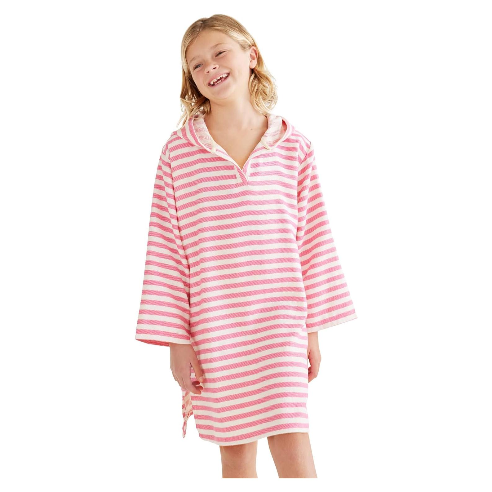 Toalla de Playa con Capucha SAMMIMIS para Niños - Rosa/Blanco - XS