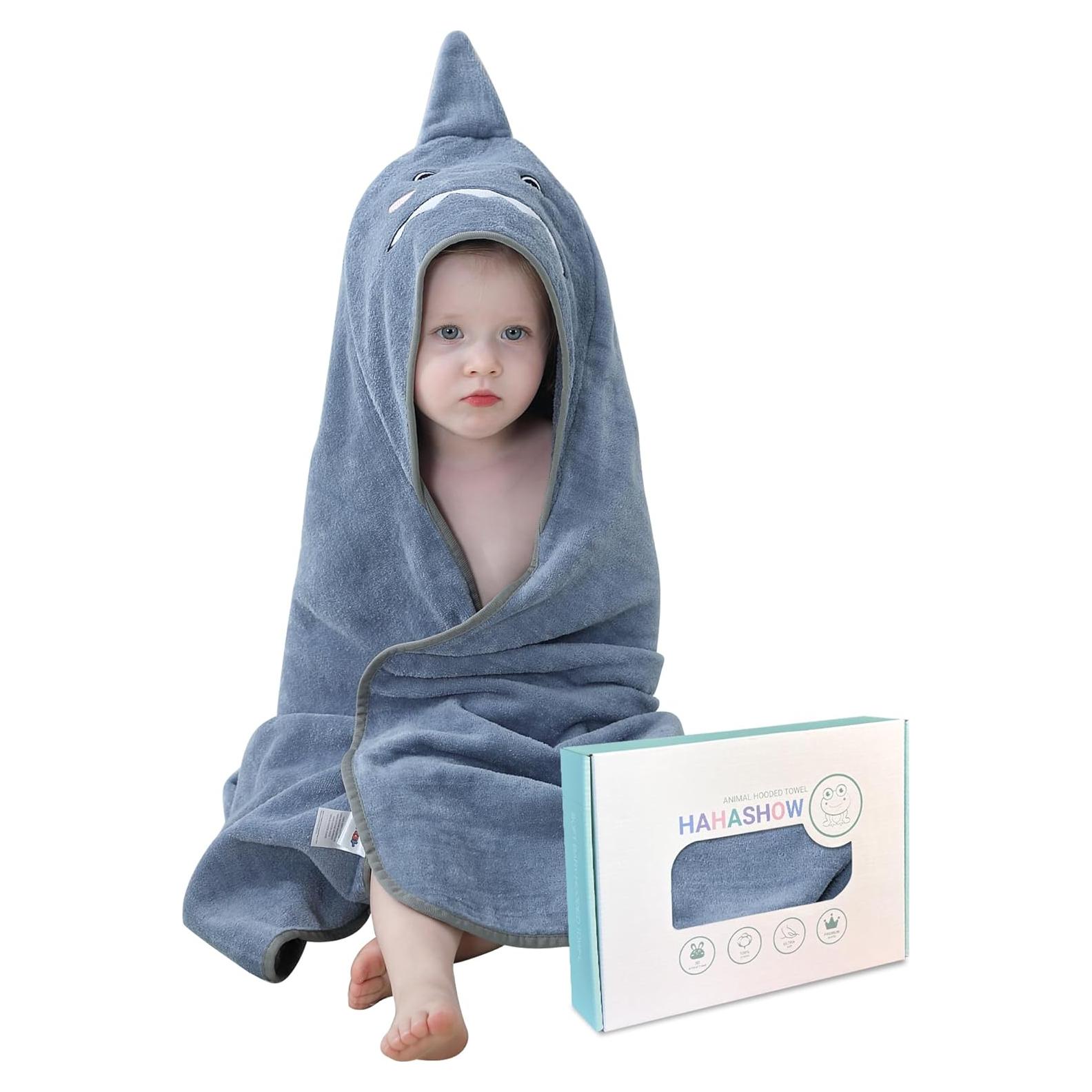 Toalla de Baño con Capucha Tiburón HAHASHOW 100% Algodón 89x89cm