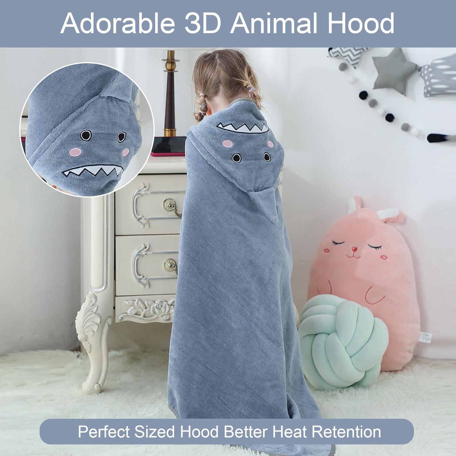 Toalla de Baño con Capucha Tiburón HAHASHOW 100% Algodón 89x89cm