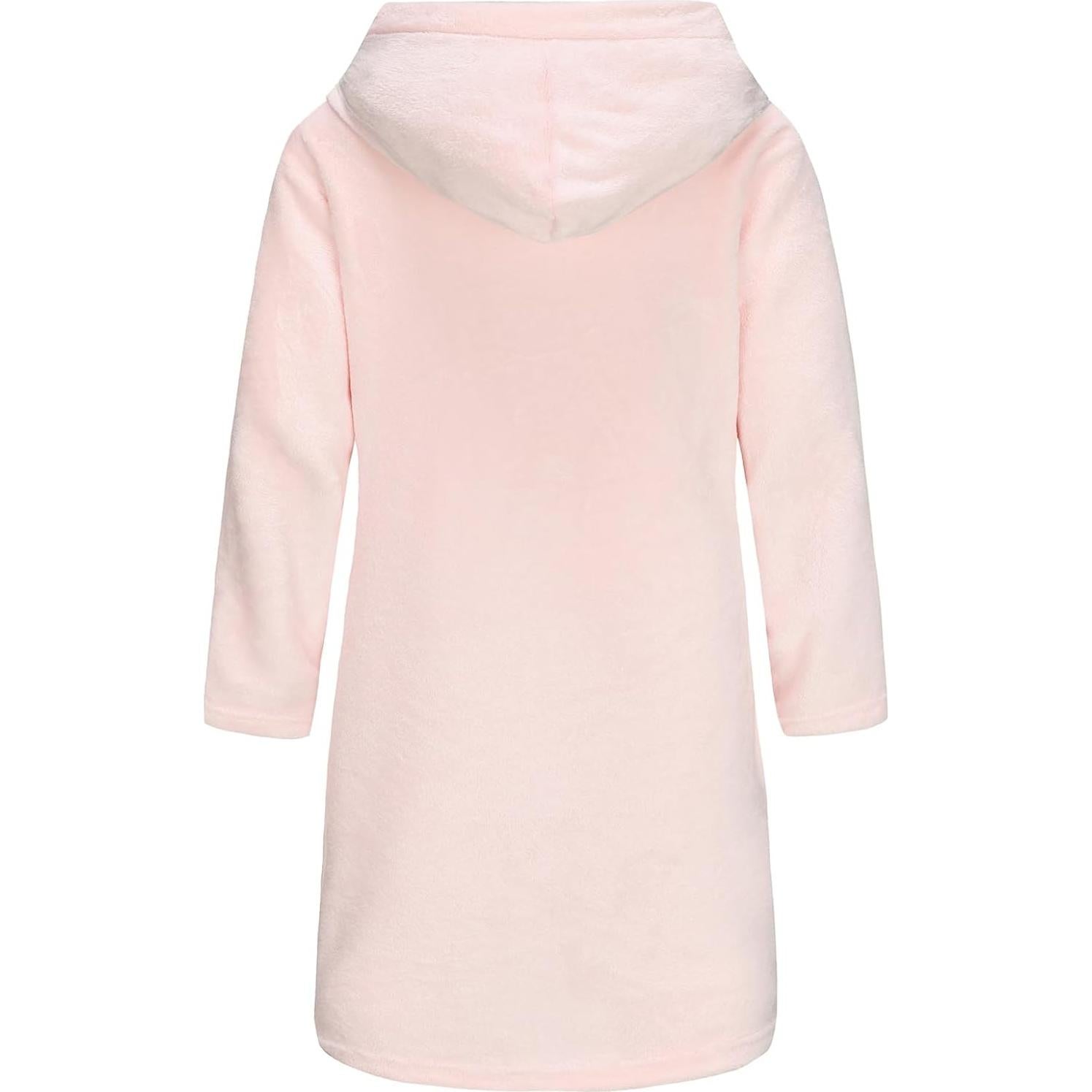 Bata de Felpa para Niños Rosa Bebé 3-4T con Capucha