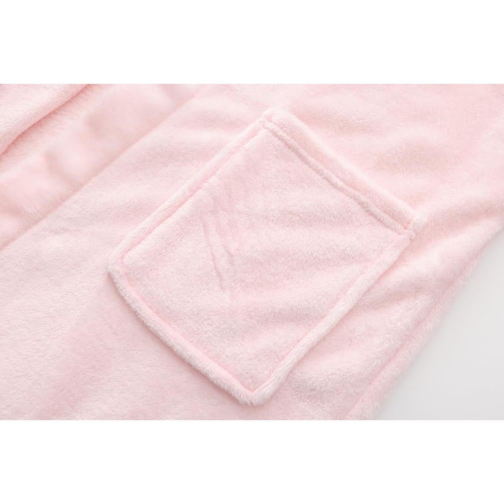 Bata de Felpa para Niños Rosa Bebé 3-4T con Capucha