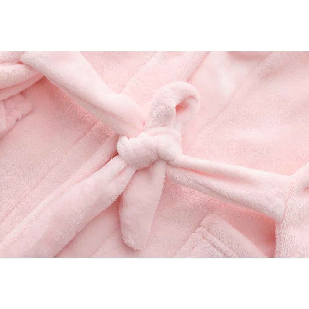 Bata de Felpa para Niños Rosa Bebé 3-4T con Capucha