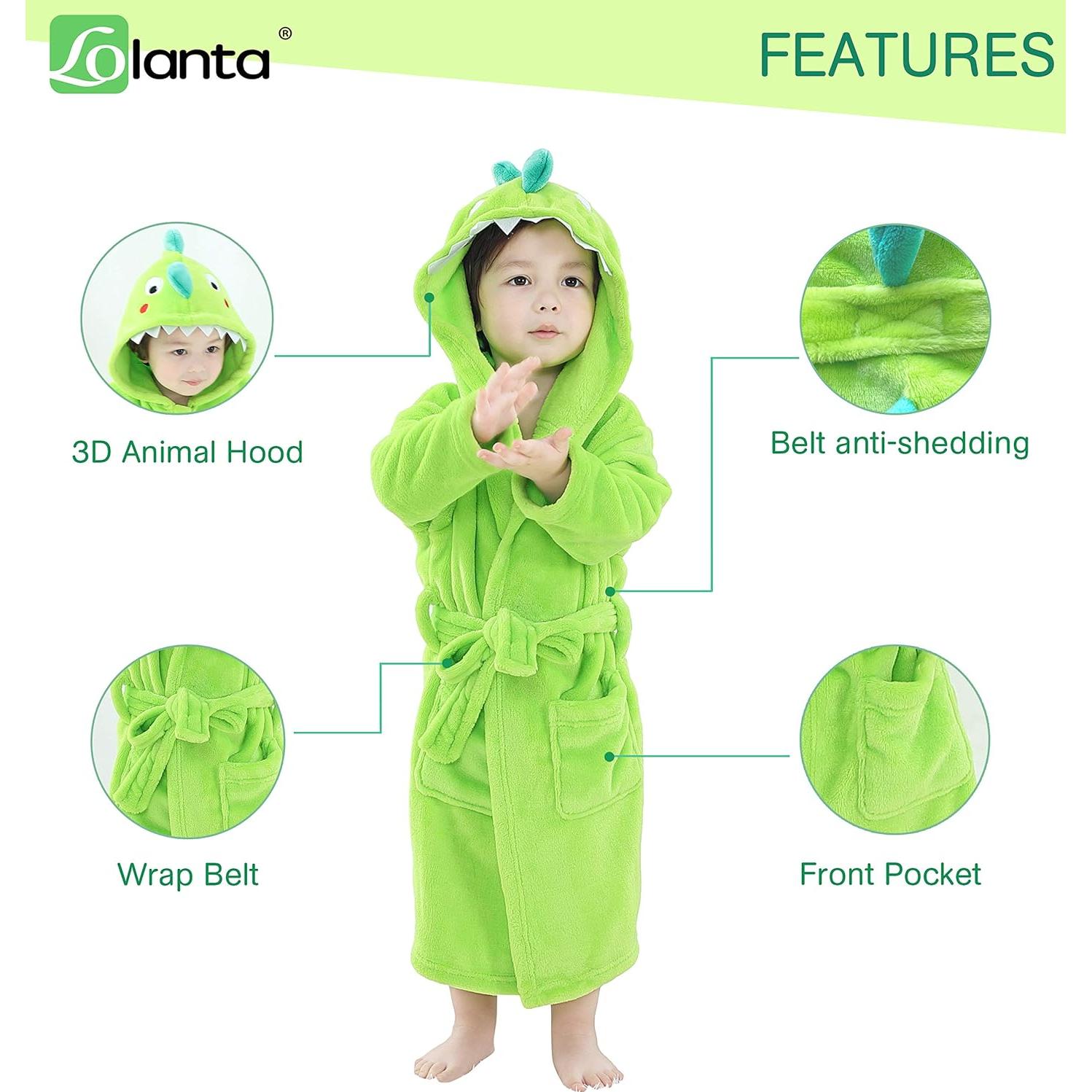 Bata de Baño con Capucha LOLANTA para Niños 2-8 Años Verde