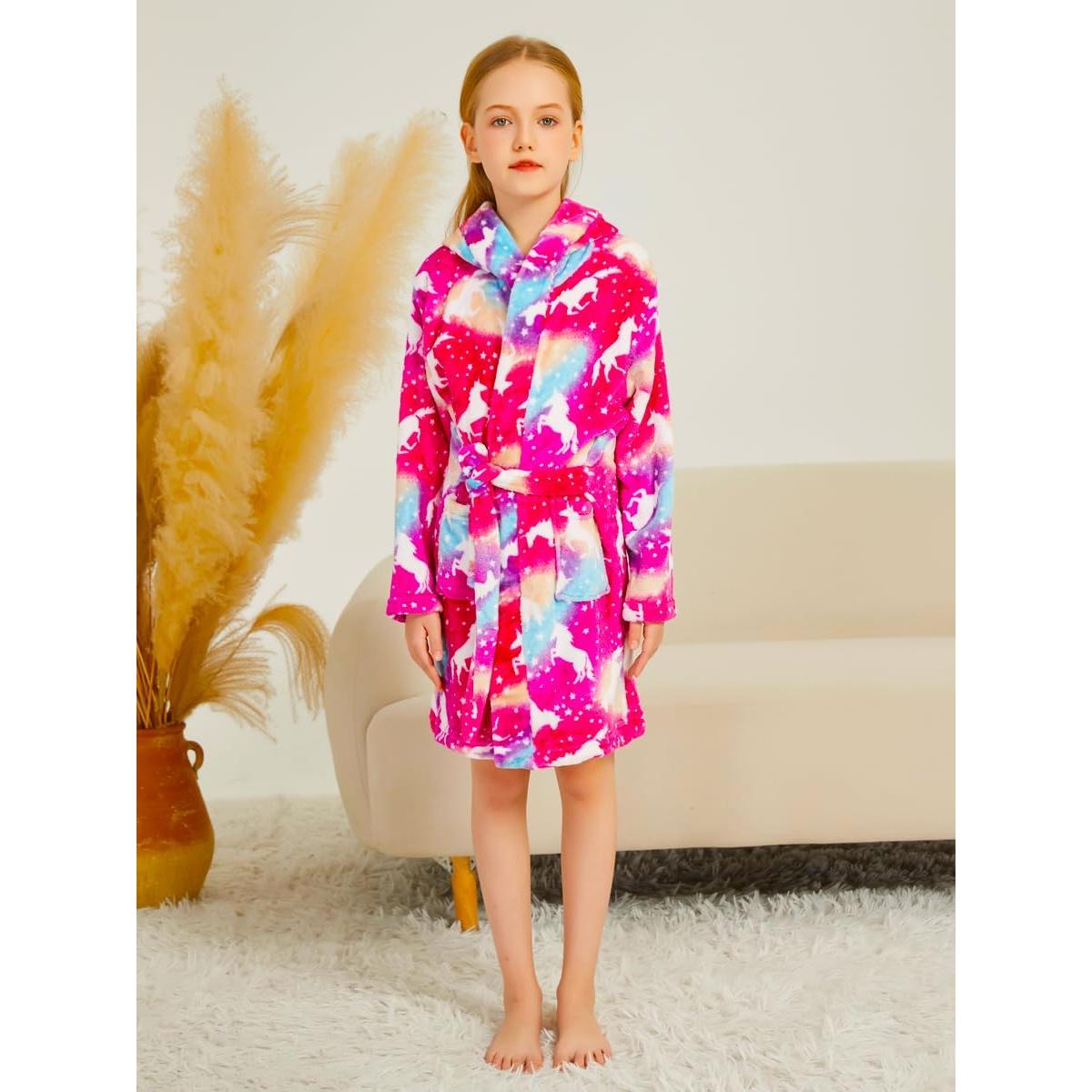 Bata de baño con capucha felpa unisex para niños 5-6 años