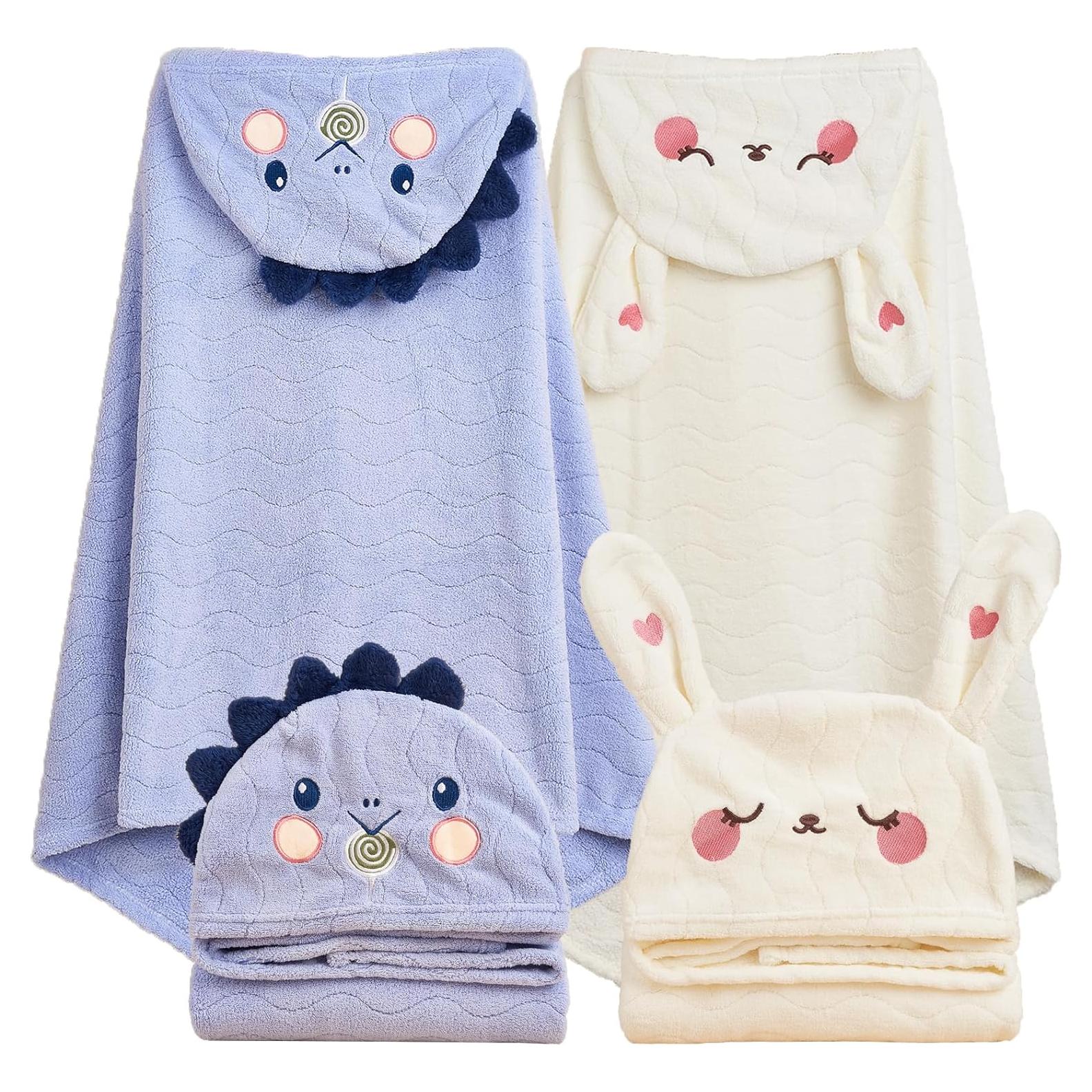 Toallas con Capucha TMIELYBS Paquete de 2 70x140cm Unisex