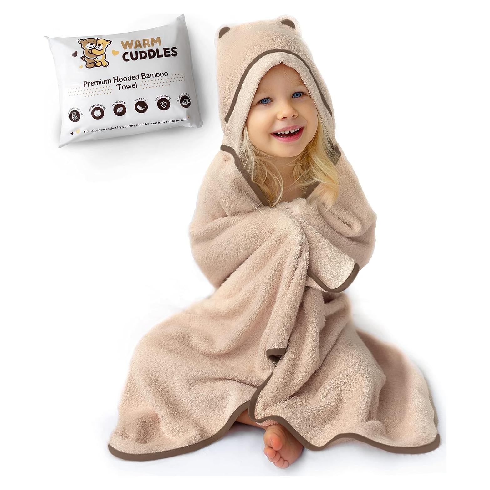 Toalla con Capucha Beige Warm Cuddles para Niños Pequeños 106x76 cm