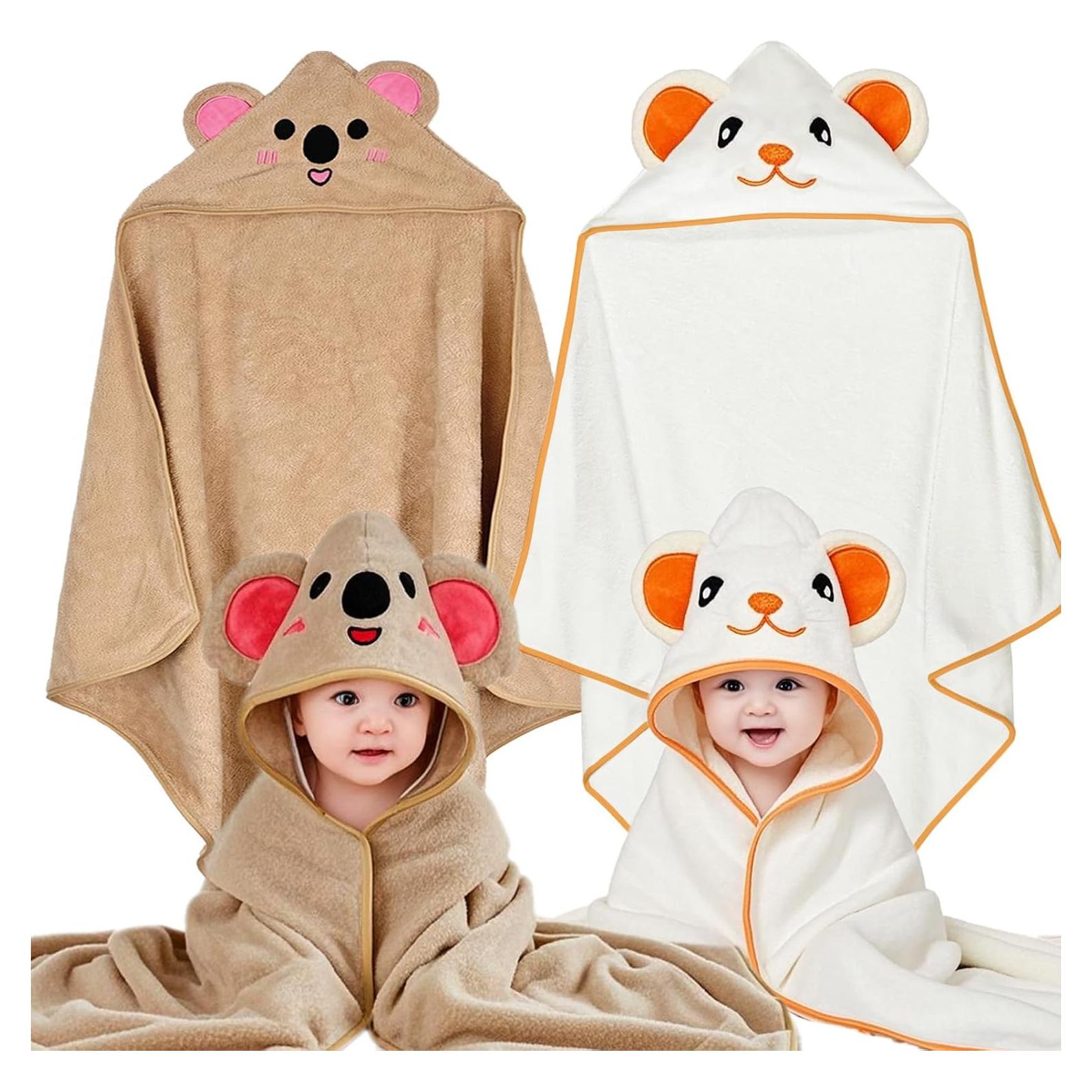 Toallas de Baño para Bebés etokdos con Capucha 80x80 cm 2 Pzas