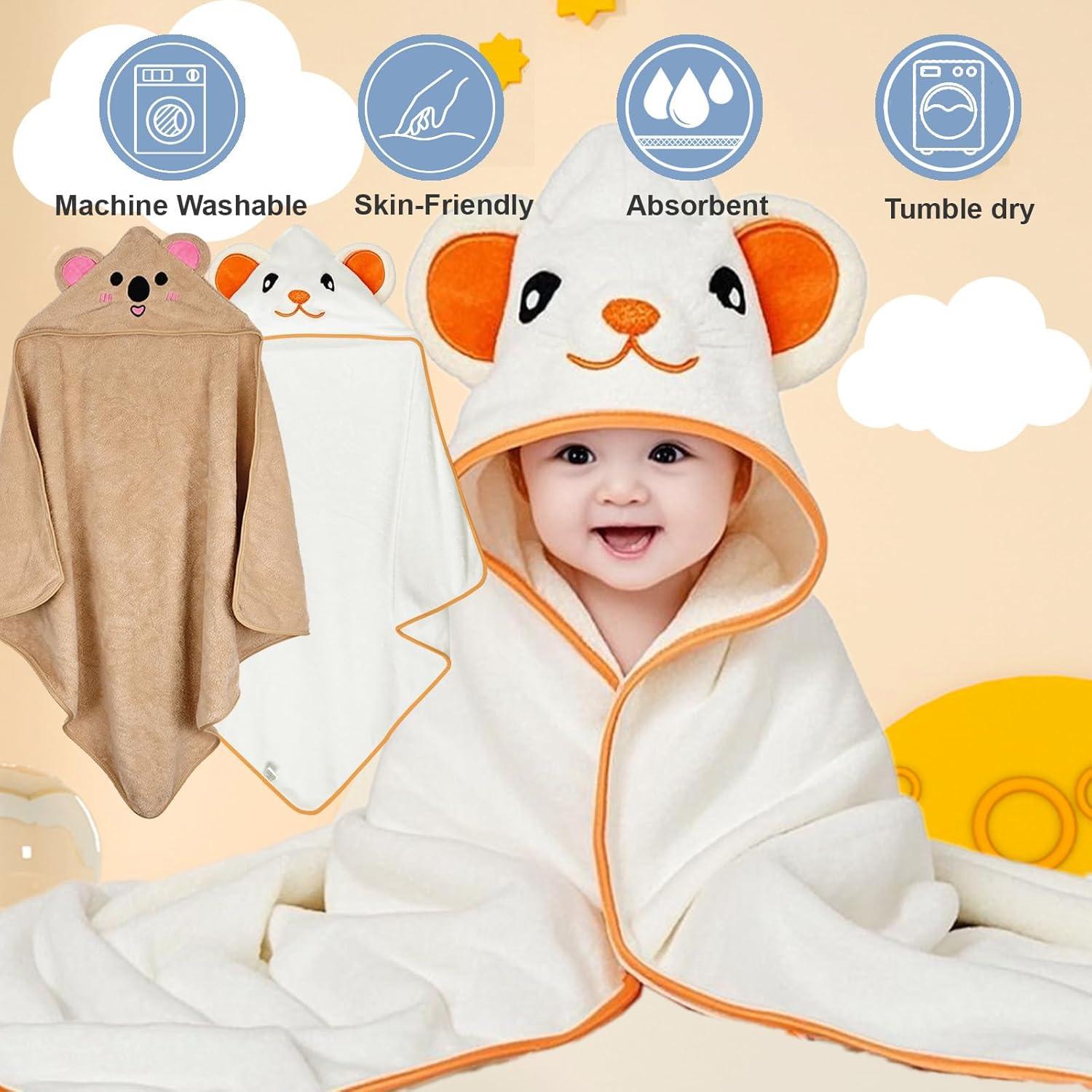 Toallas de Baño para Bebés etokdos con Capucha 80x80 cm 2 Pzas