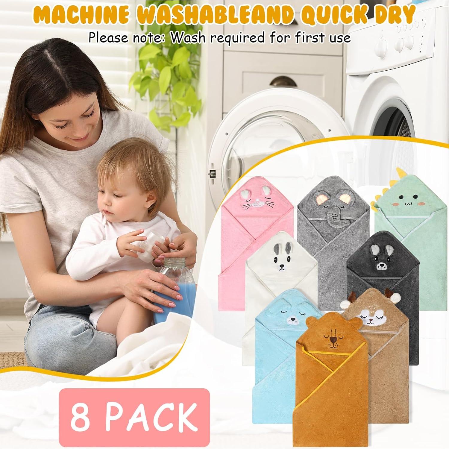 Paquete de 8 Toallas de Baño para Bebés VZZNN con Capucha