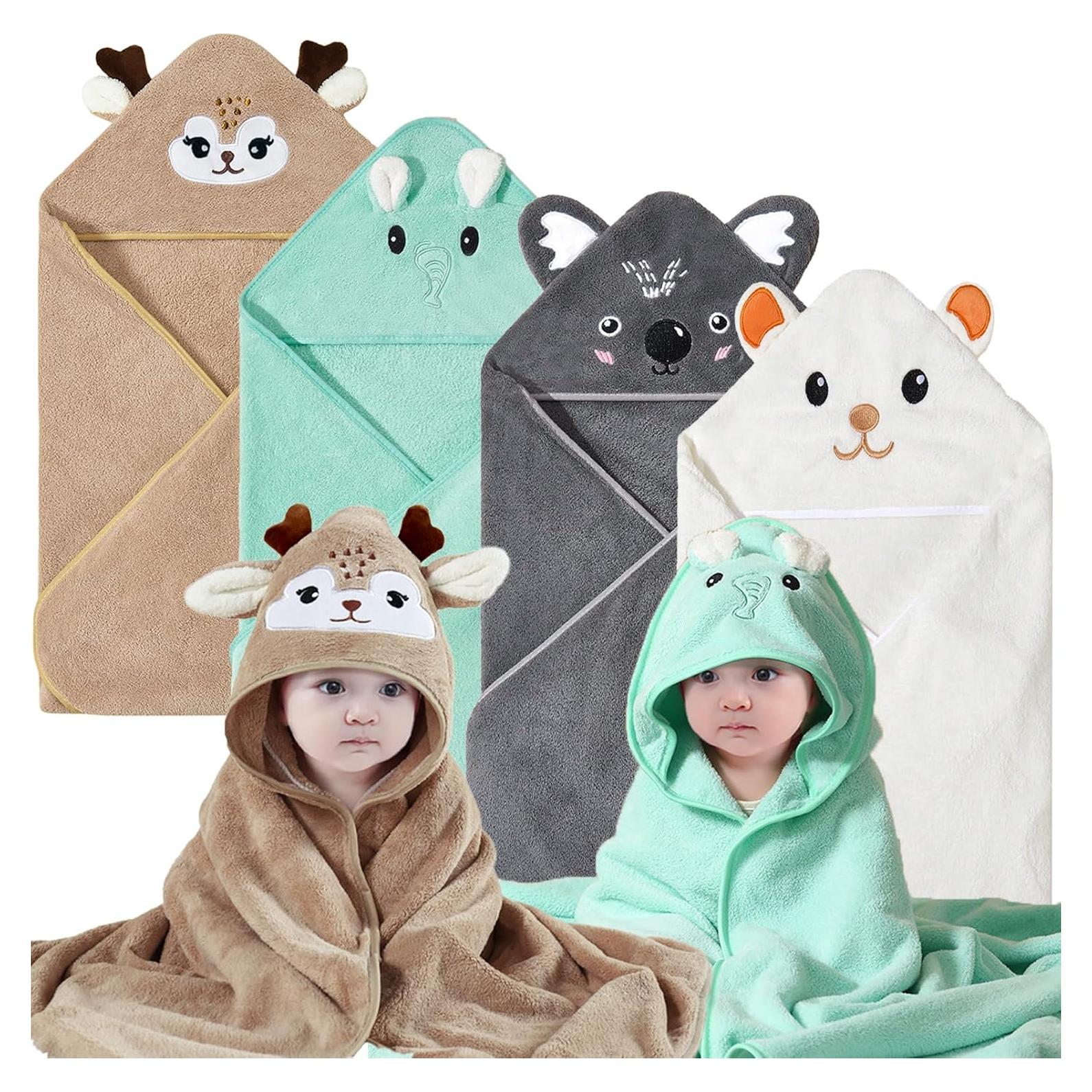 Toallas con Capucha Hushlibaby 4Pack Animales 80x80 cm