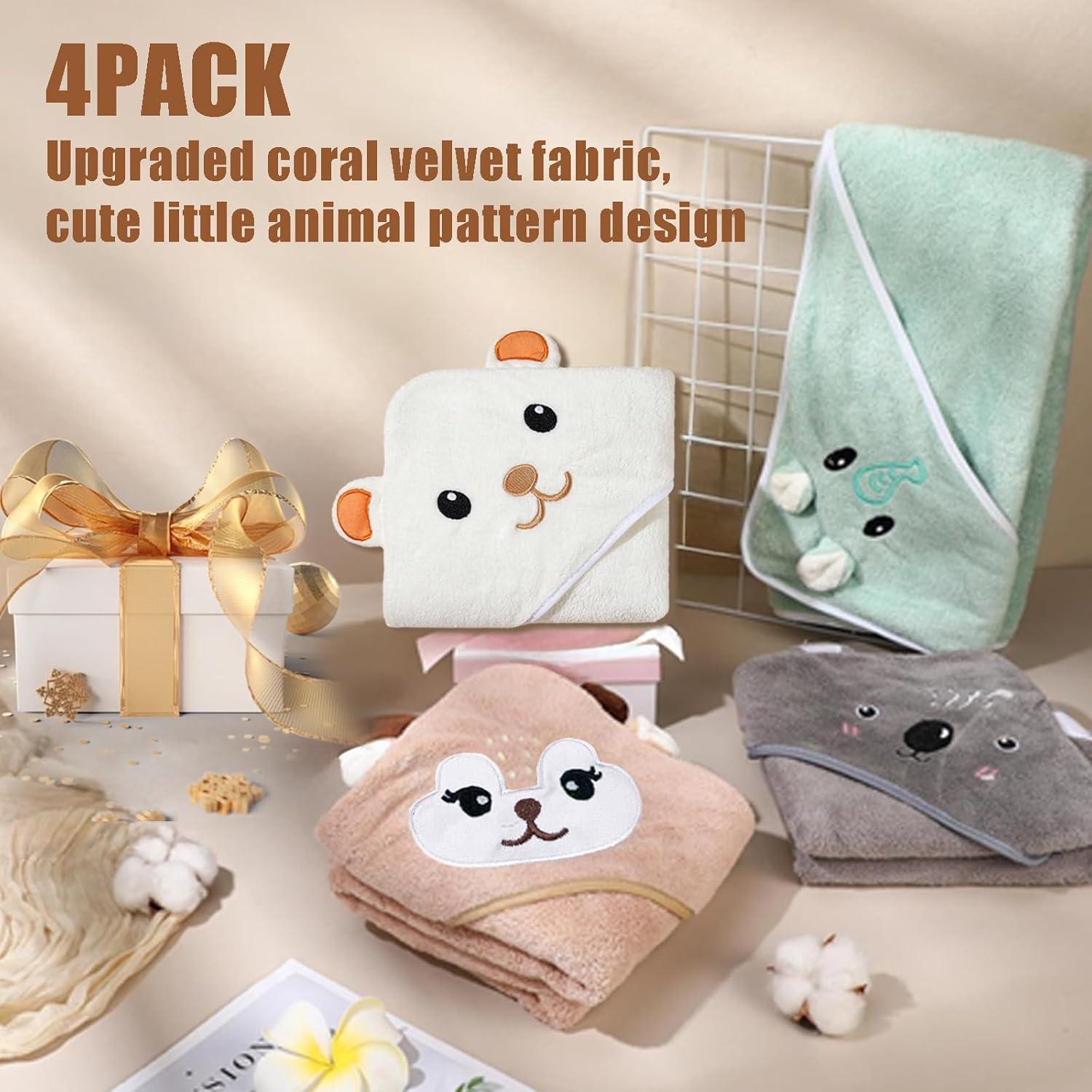 Toallas con Capucha Hushlibaby 4Pack Animales 80x80 cm