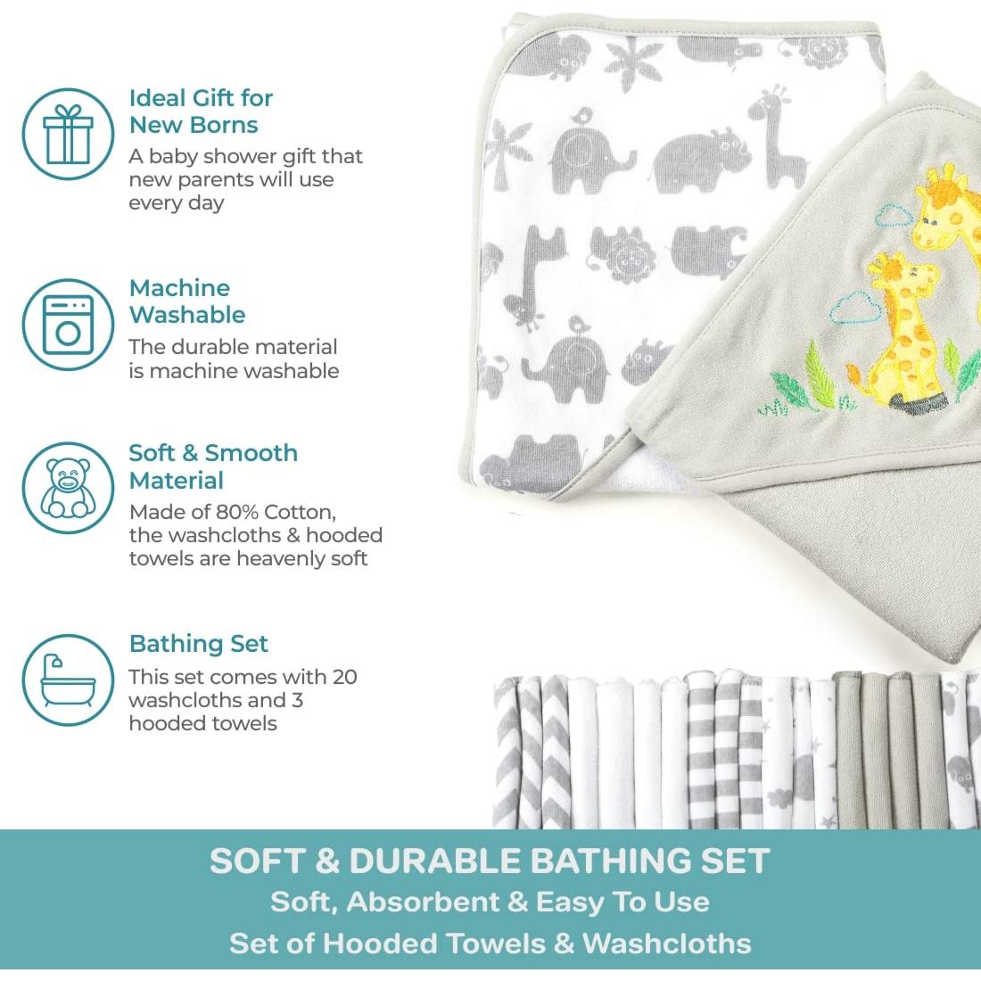 Juego de Toallas y Paños de Baño Spasilk 23 Piezas Gris