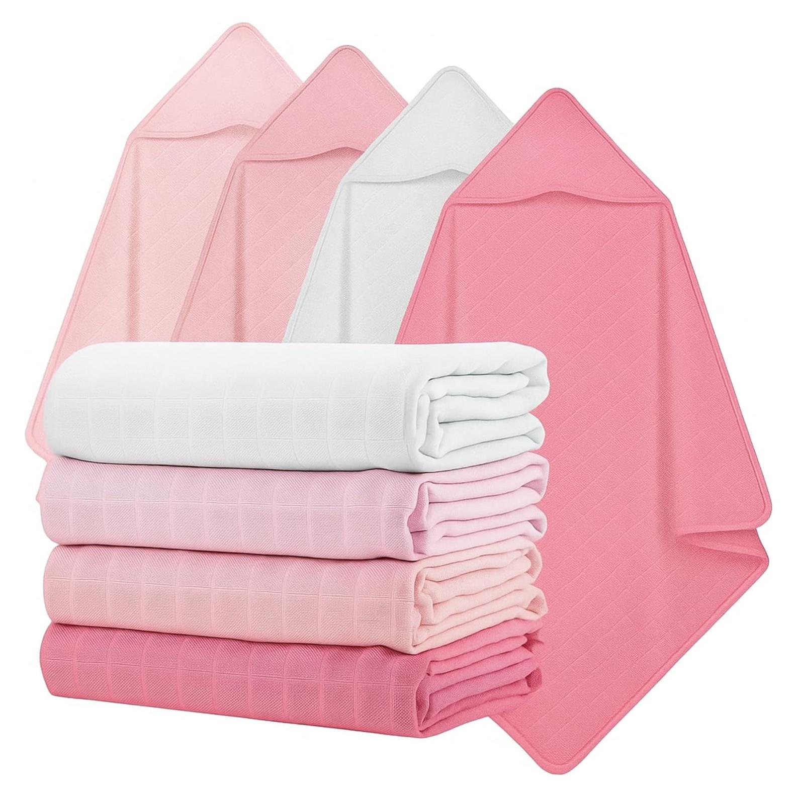 Juego de 4 Toallas de Baño con Capucha Preboun 81x81 cm Algodón