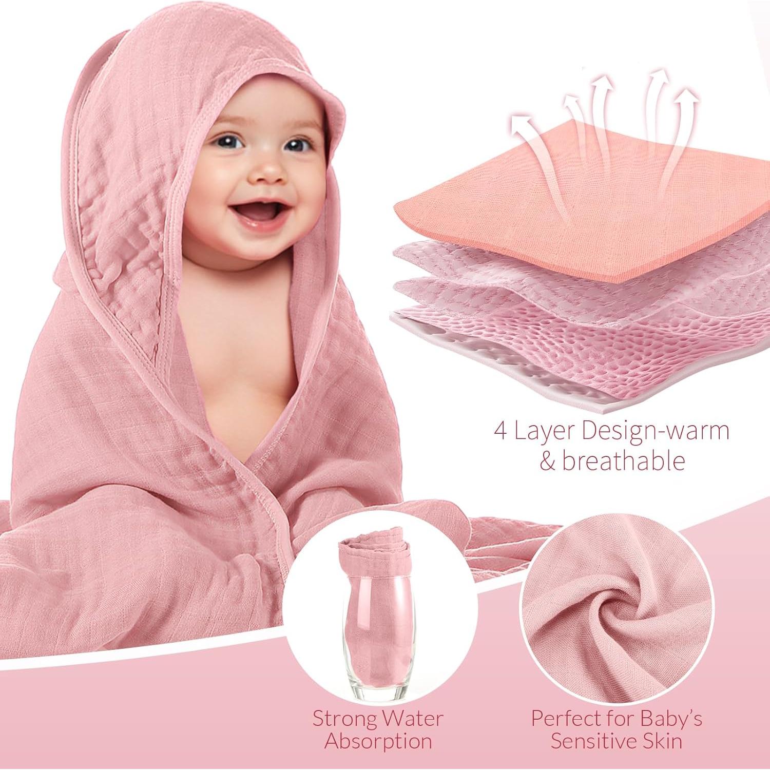 Juego de 4 Toallas de Baño con Capucha Preboun 81x81 cm Algodón