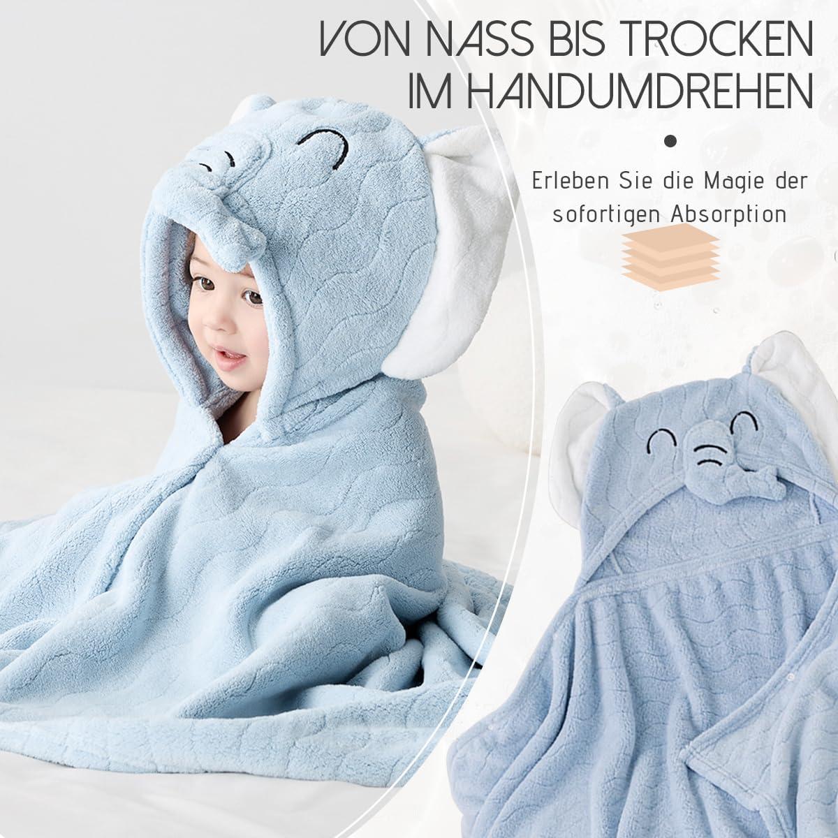 Toalla con Capucha para Bebé ICKEYOU Azul 68.6x139.7cm