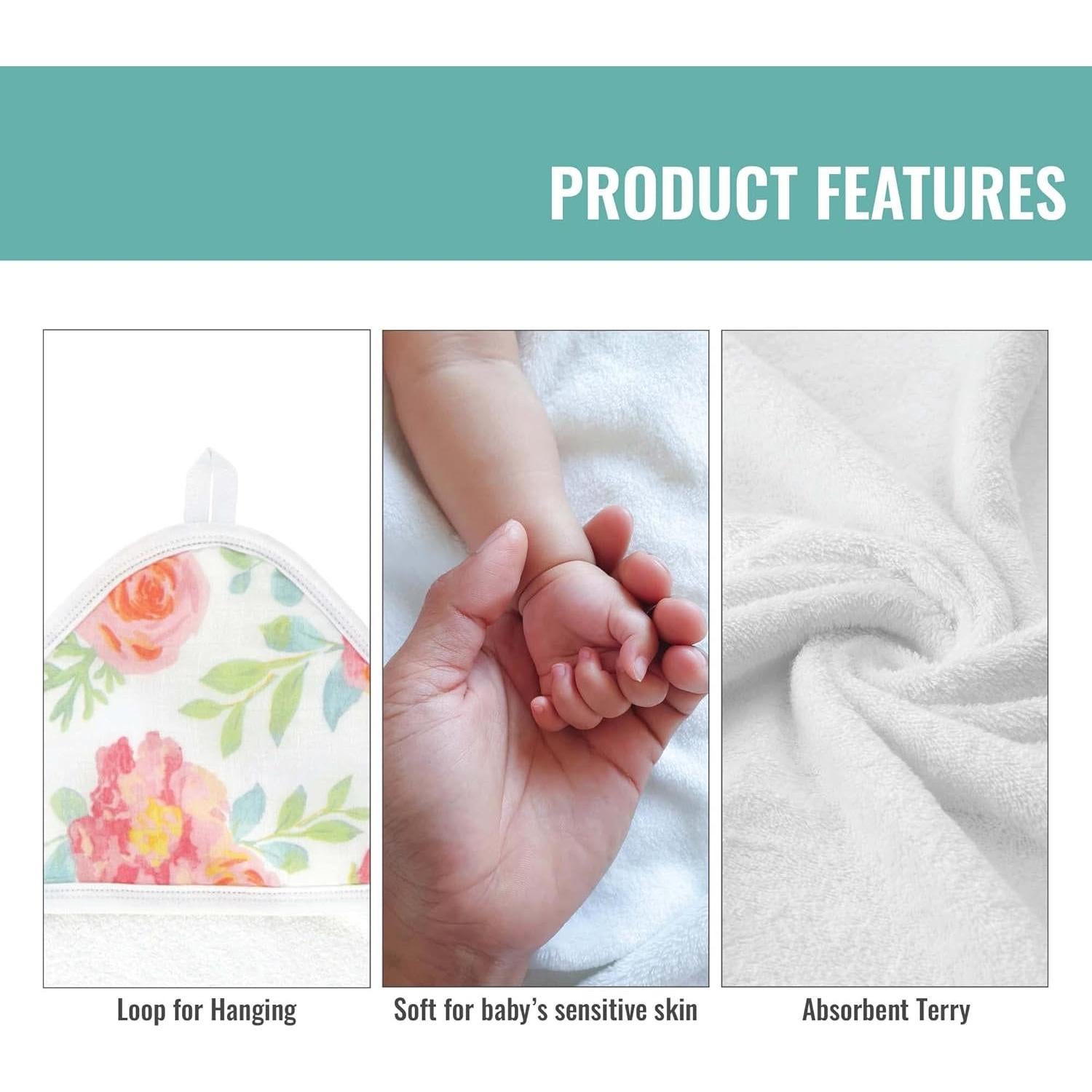 Juego de Toalla de Baño con Capucha Featherhead 5 Piezas 100% Algodón