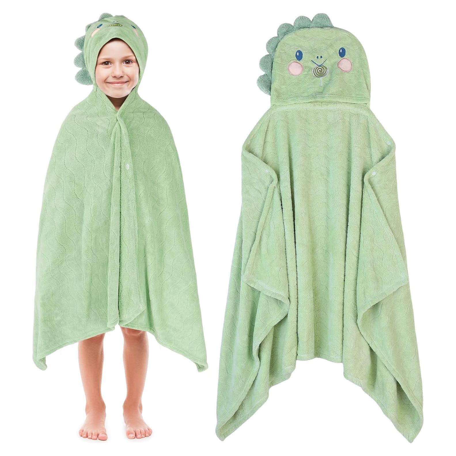 Toalla con Capucha Absorbente Fingertip WD Verde Dinosaurio 70x140cm