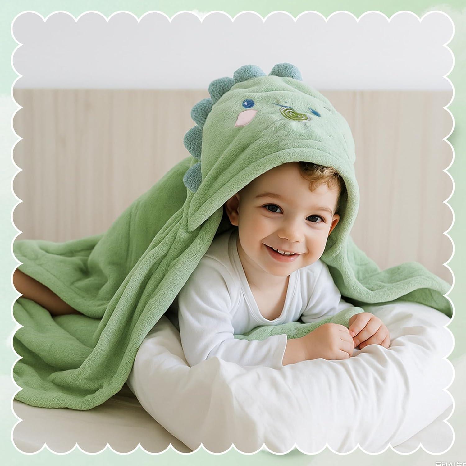 Toalla con Capucha Absorbente Fingertip WD Verde Dinosaurio 70x140cm