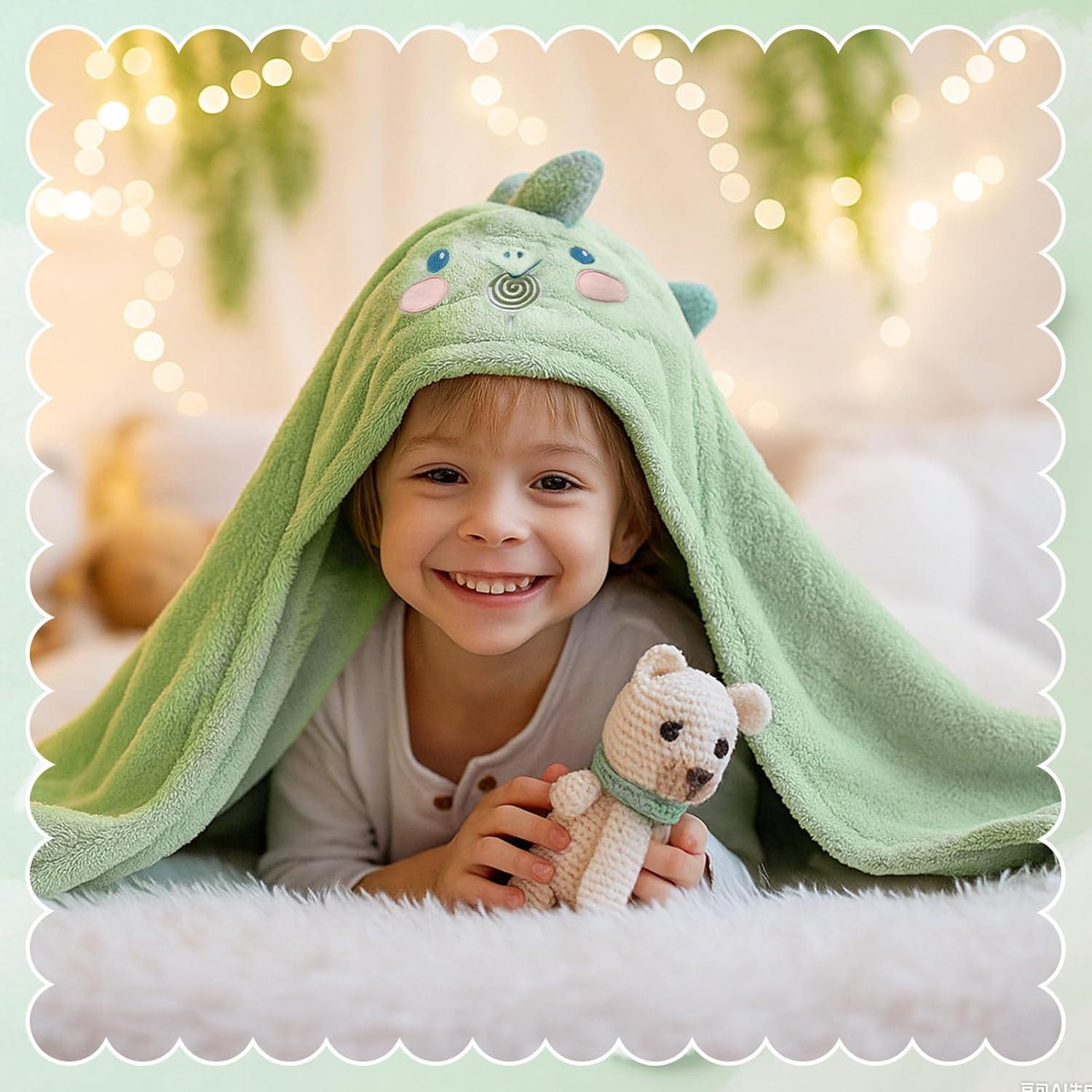 Toalla con Capucha Absorbente Fingertip WD Verde Dinosaurio 70x140cm