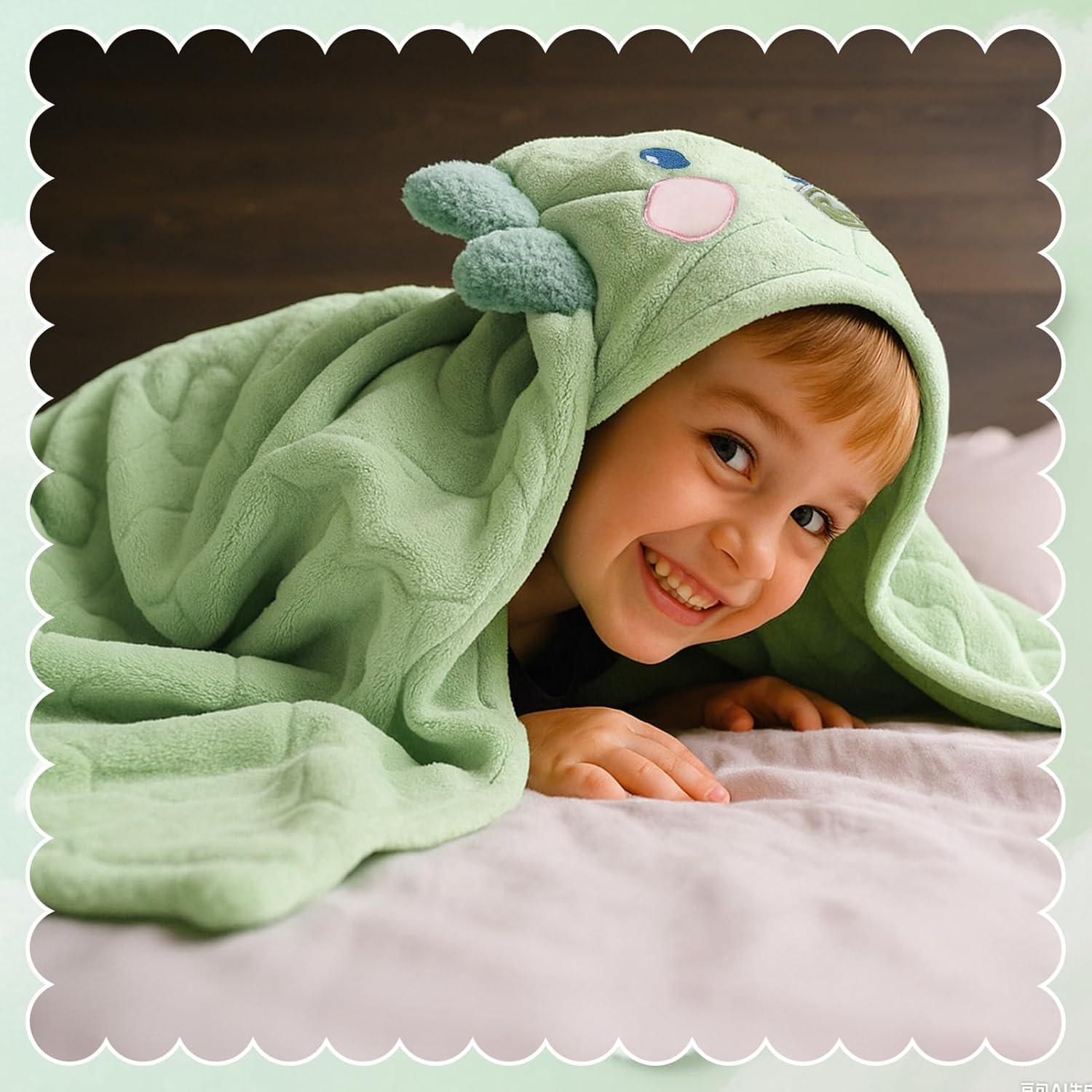 Toalla con Capucha Absorbente Fingertip WD Verde Dinosaurio 70x140cm