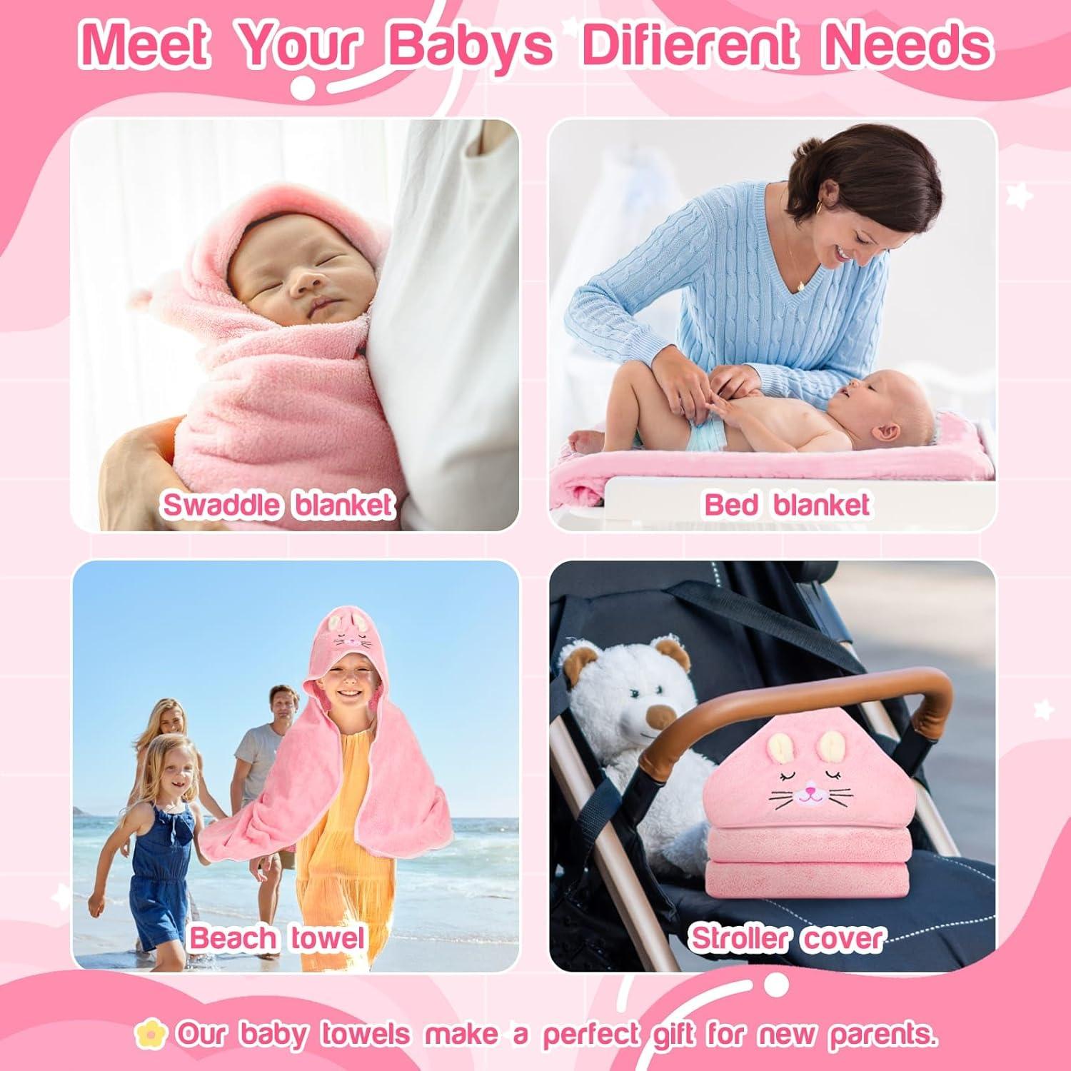 Juego de 4 Toallas con Capucha Sublaga para Bebés 81x81 cm