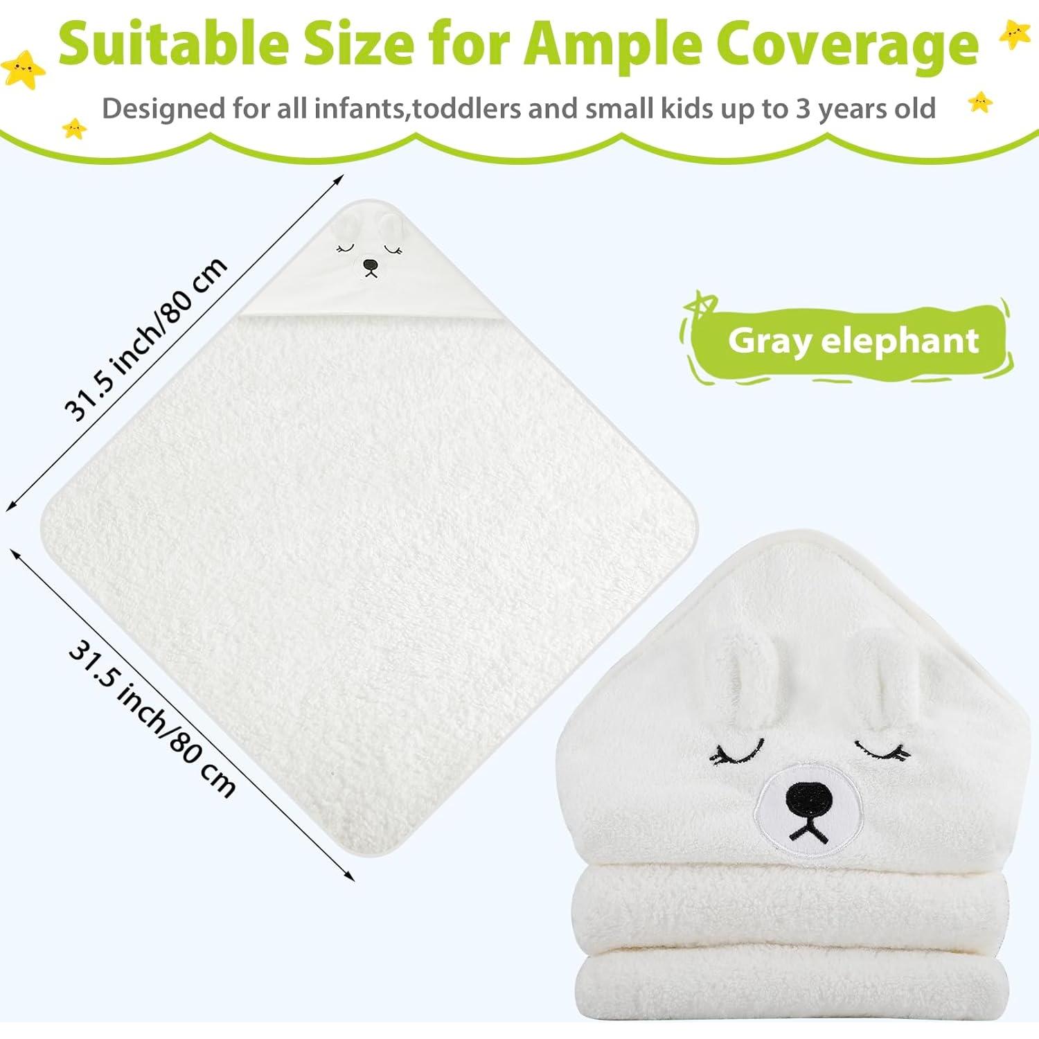 Toalla de Baño para Bebé Vabrloy con Capucha Oso Blanco 80x80 cm